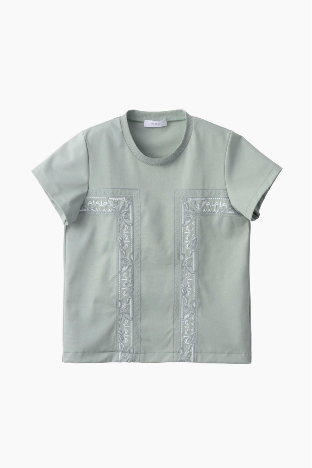 Framed embroidered jersey tops (Ash green)