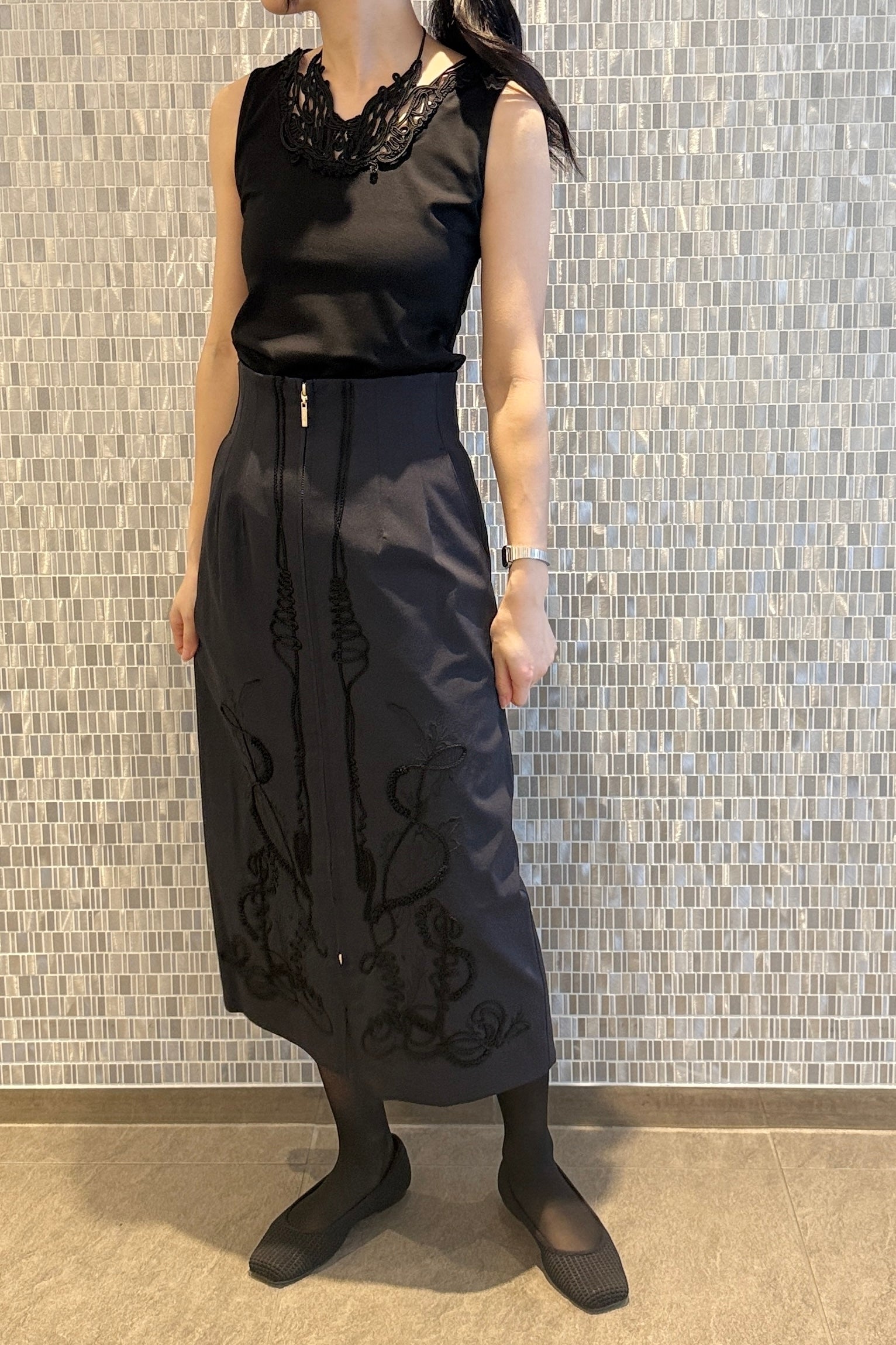 MURRAL Cucurbita embroidered skirt (White)