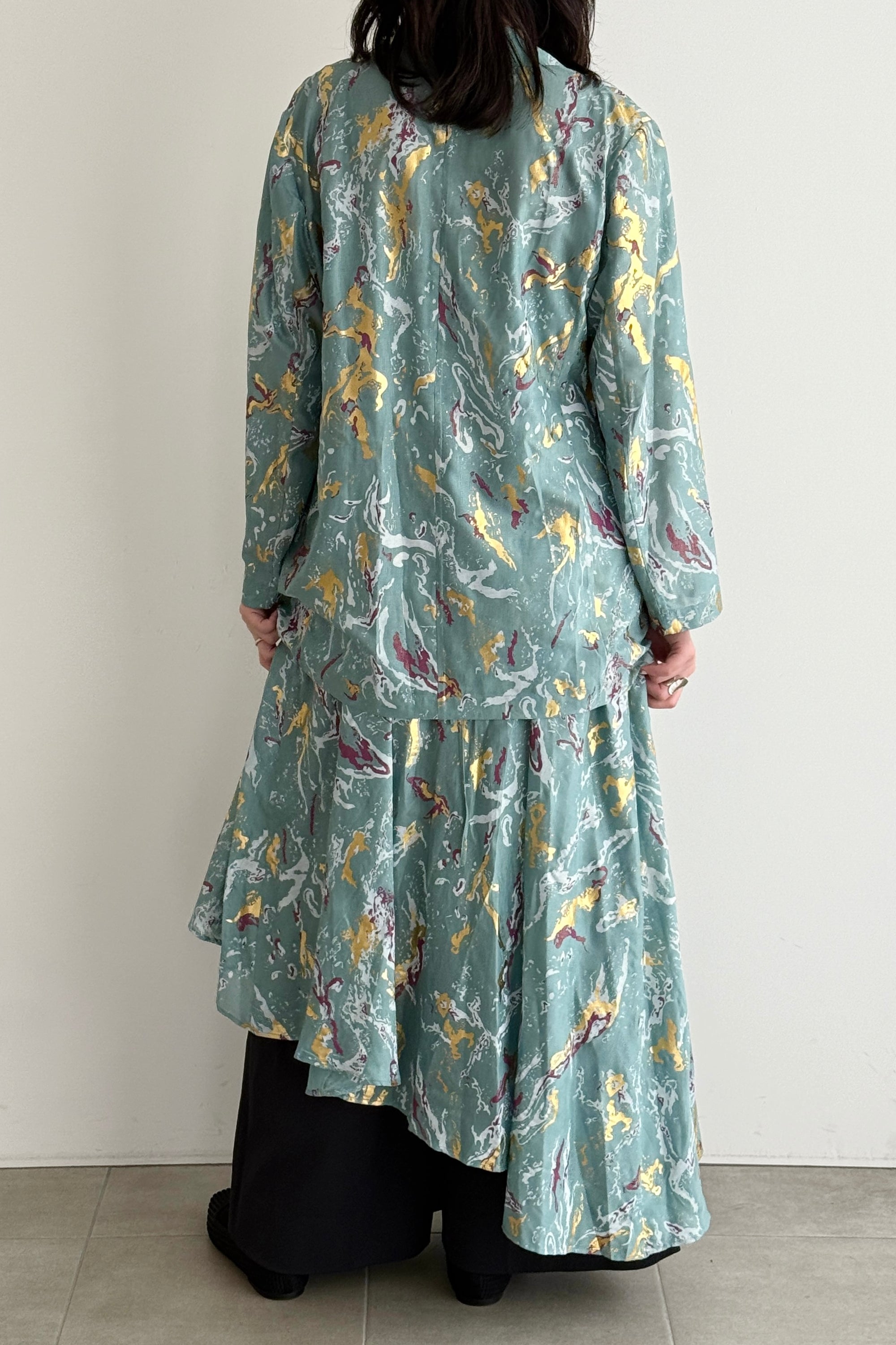 MURRAL Flower vein foil camisole dress (Green)