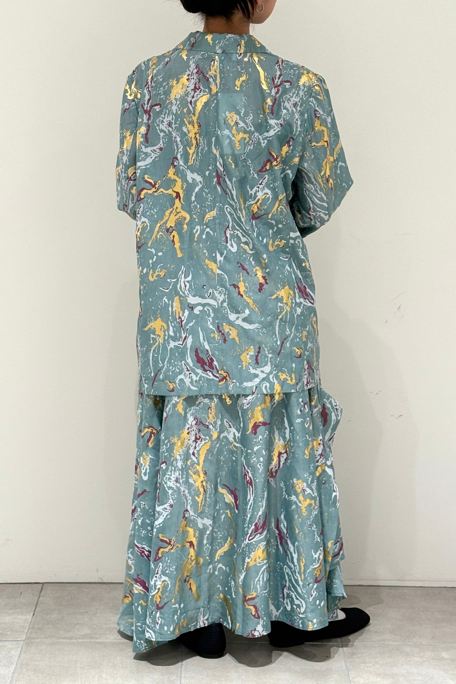 MURRAL Flower vein foil camisole dress (Green)