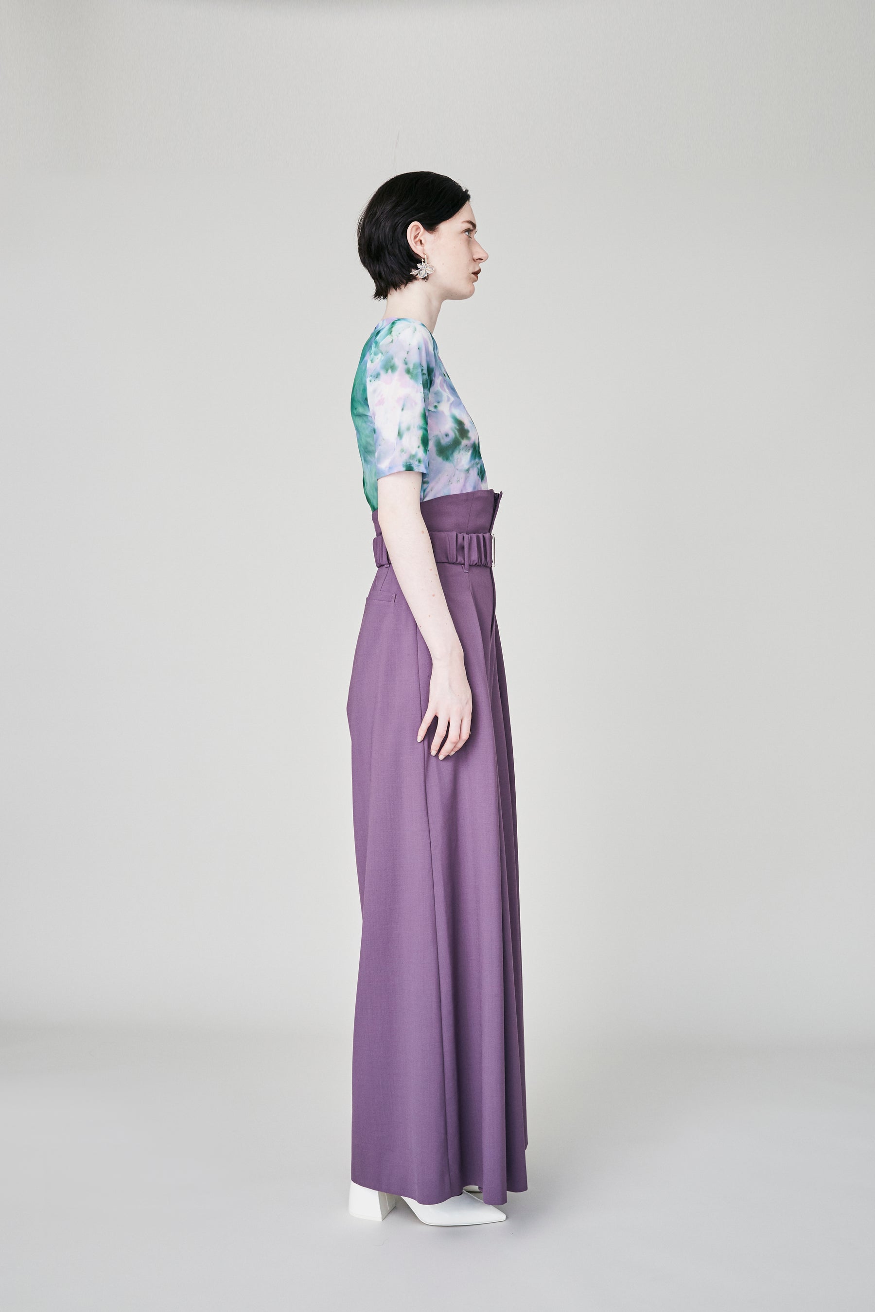 Contrast wide slacks (Purple)