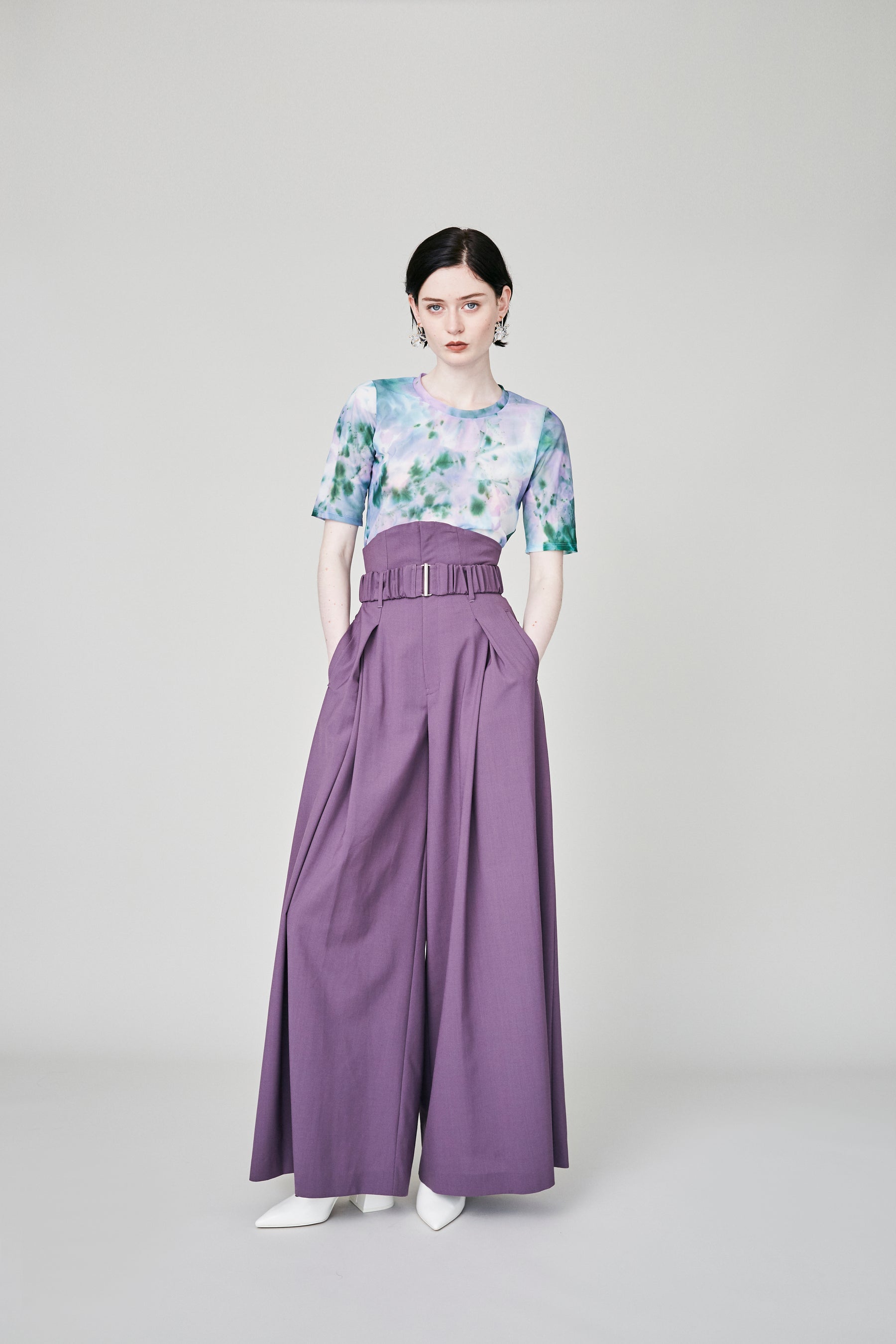 Contrast wide slacks (Purple)