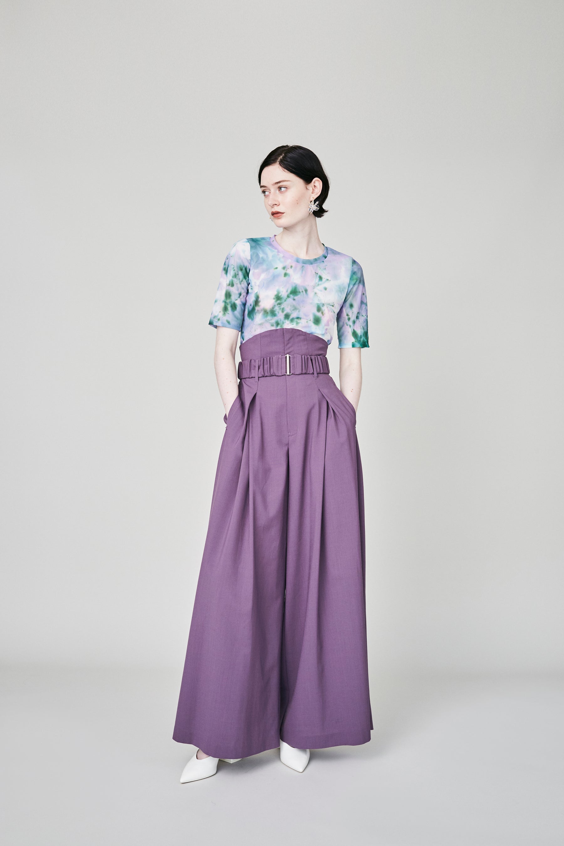 Contrast wide slacks (Purple)