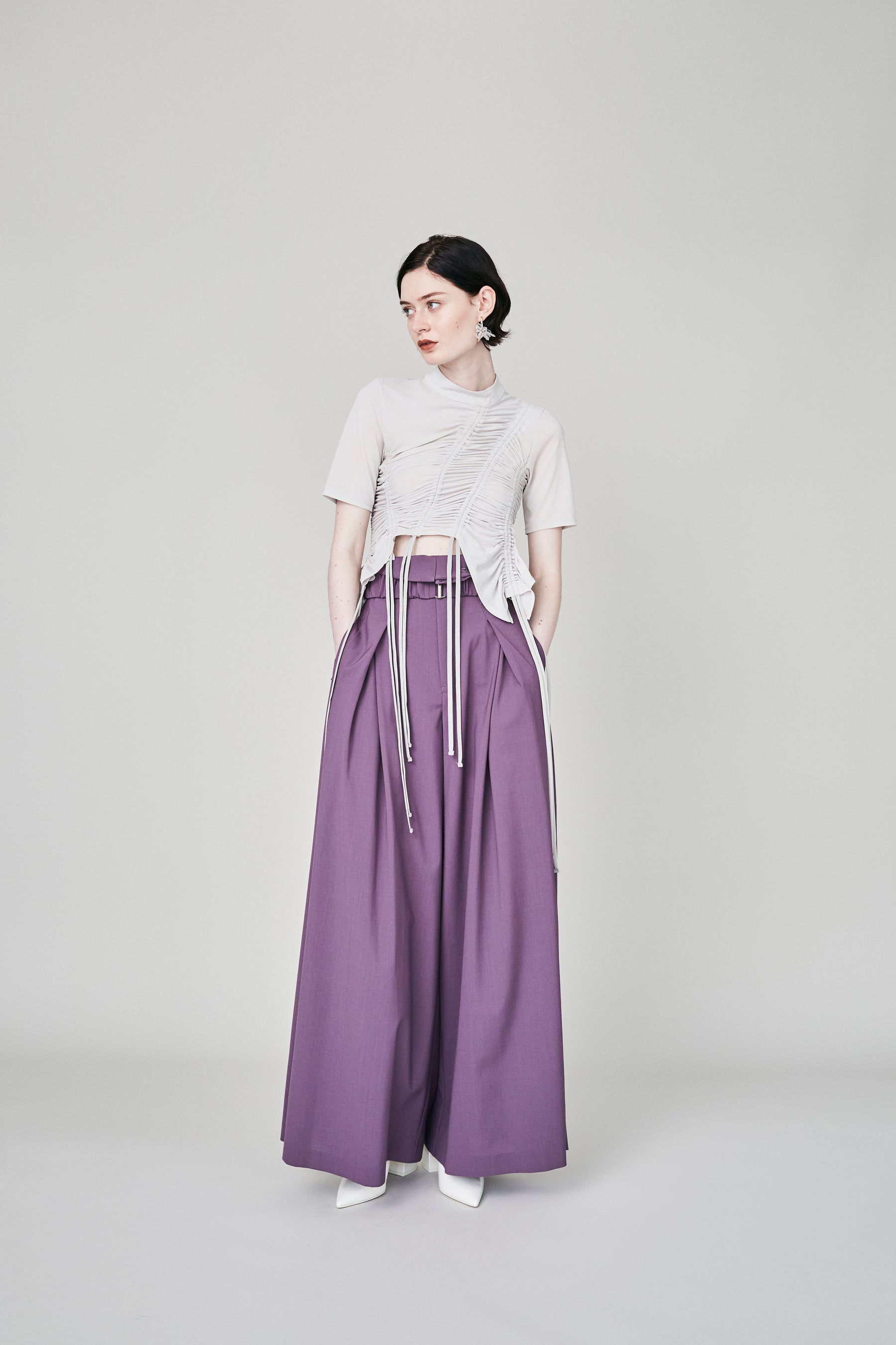 Contrast wide slacks (Purple)