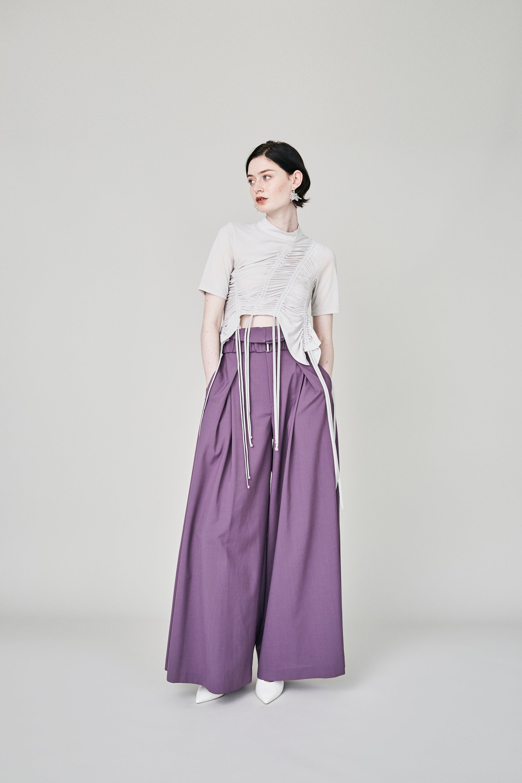 Contrast wide slacks (Purple)