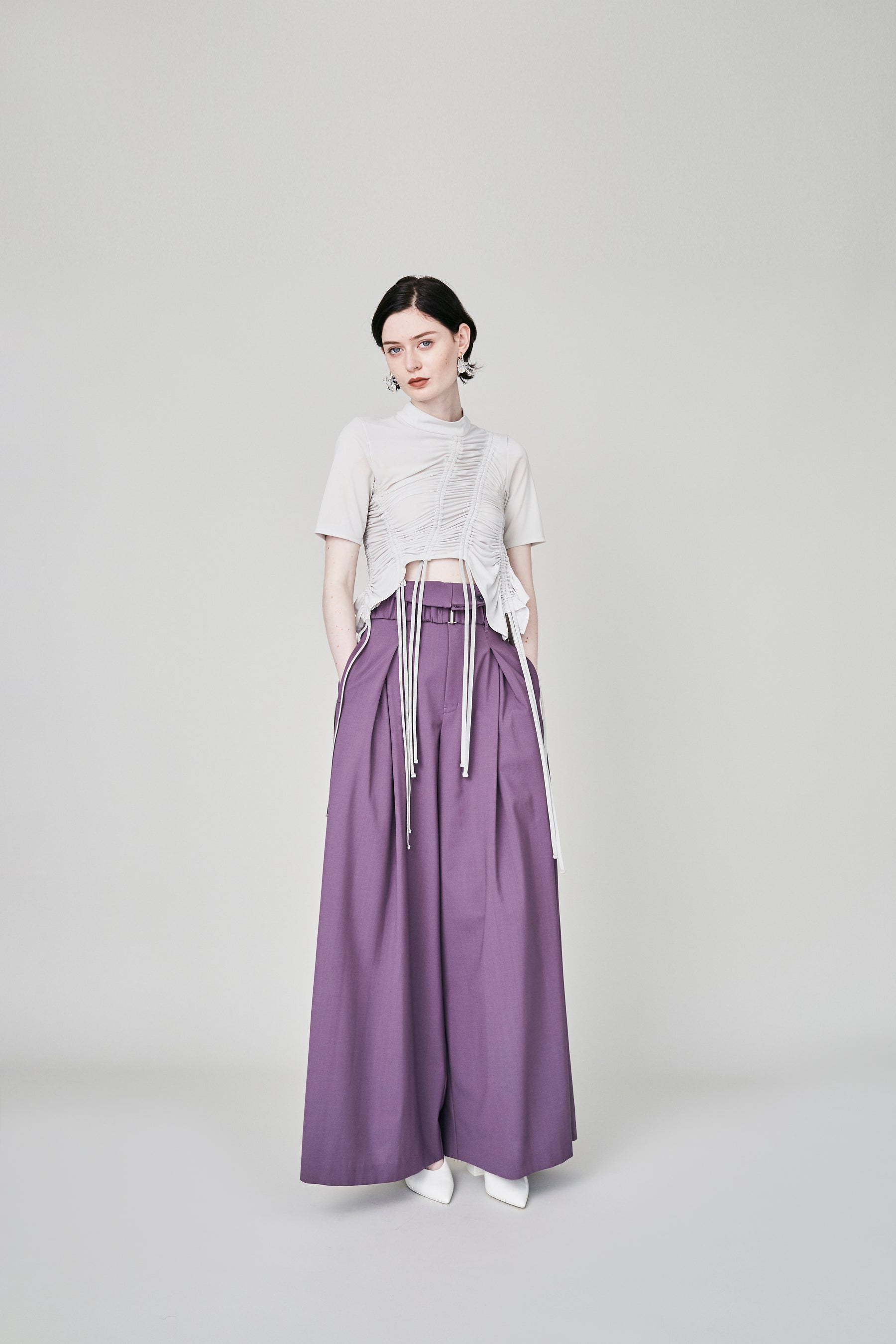 Contrast wide slacks (Purple)