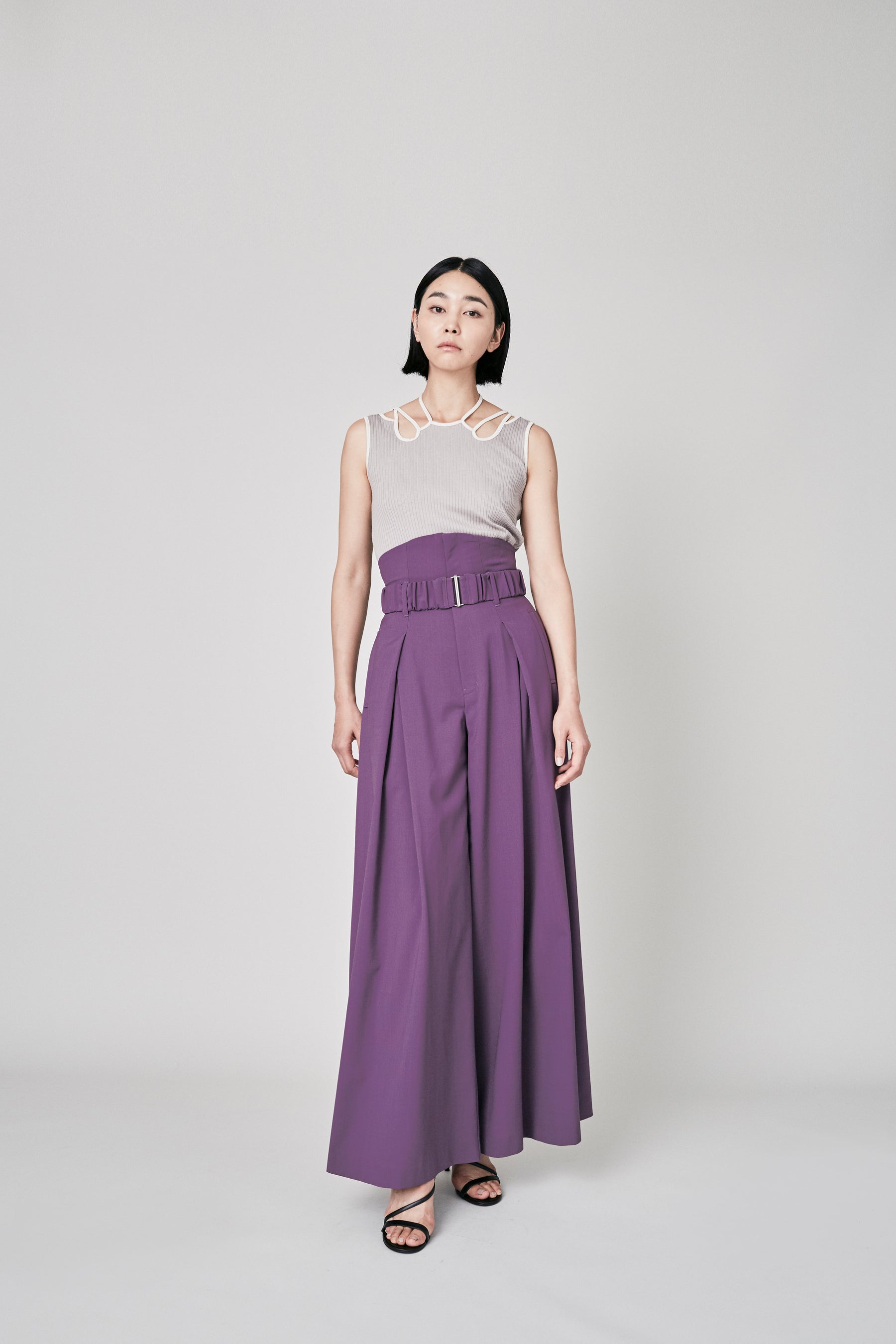 Contrast wide slacks (Purple)
