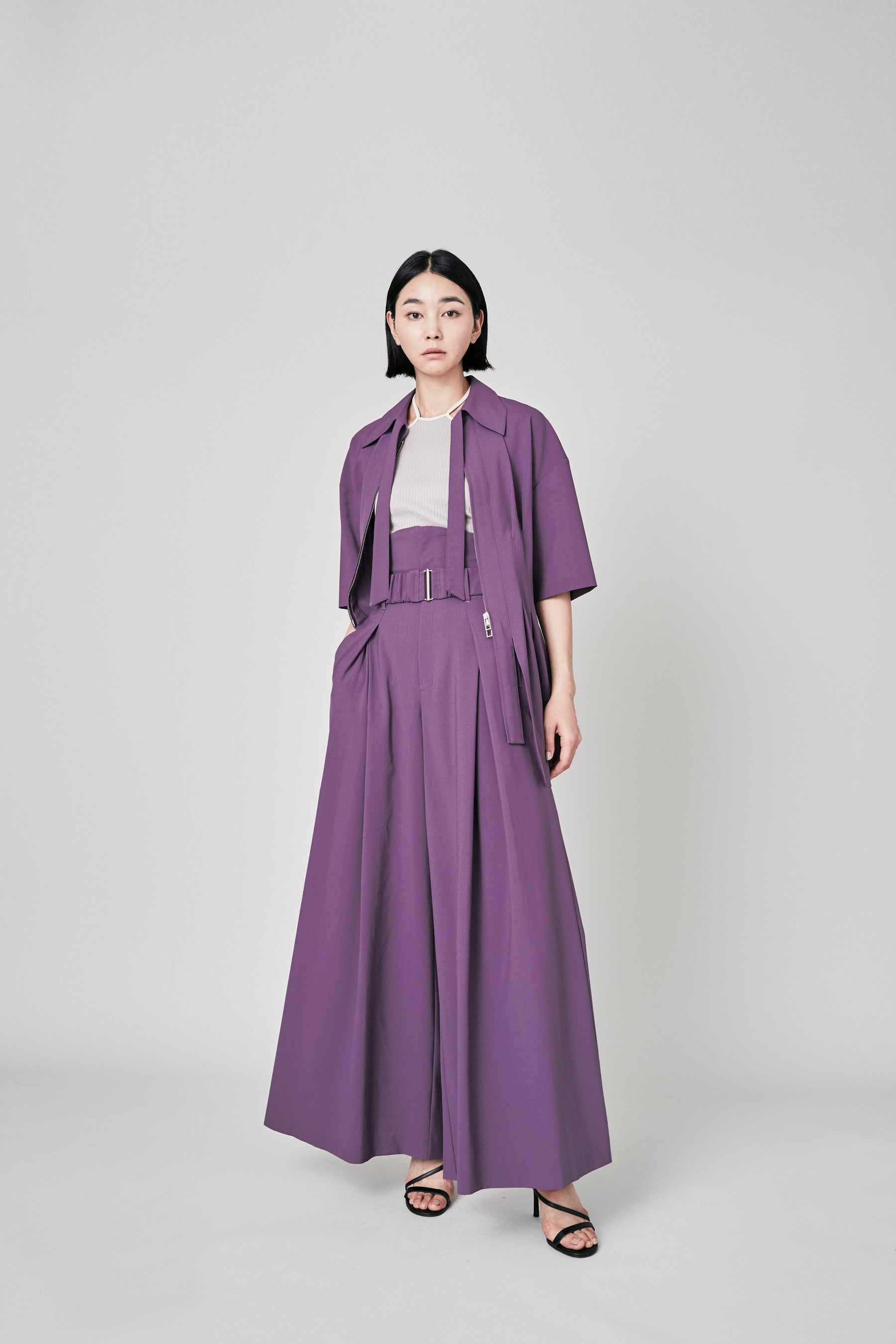 Contrast wide slacks (Purple)