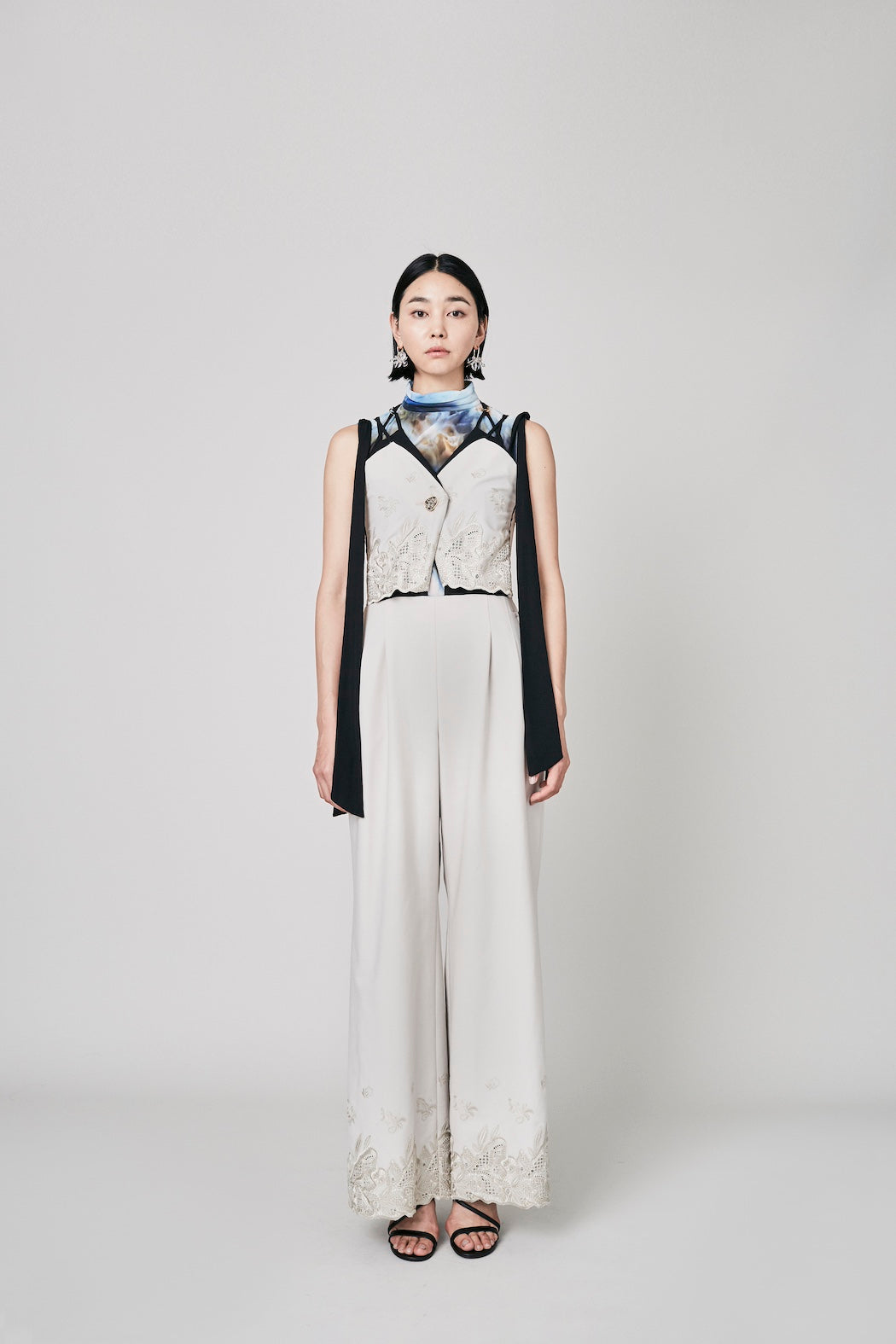"Wake" sheer sleeveless top (Blue)