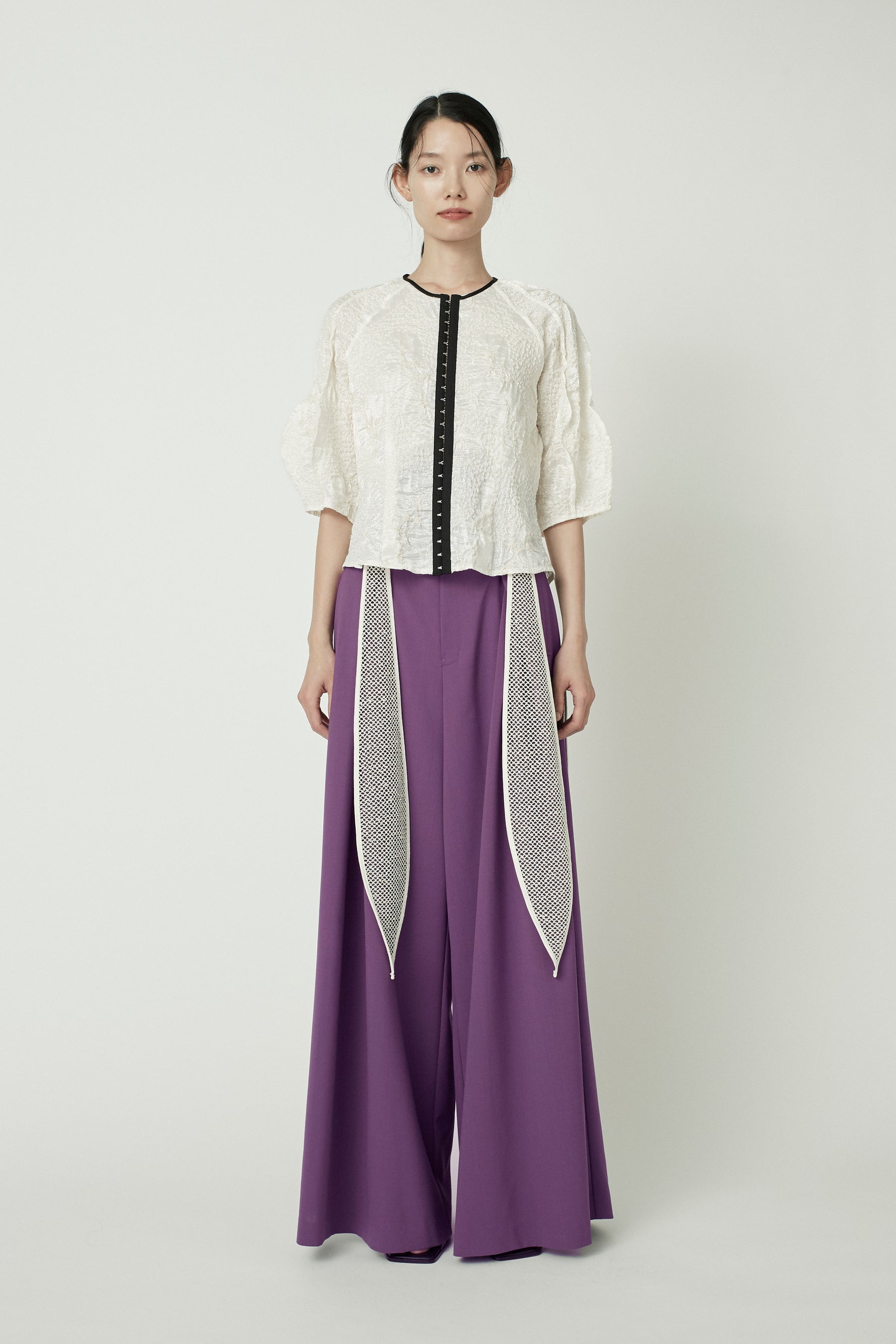 Contrast wide slacks (Purple)