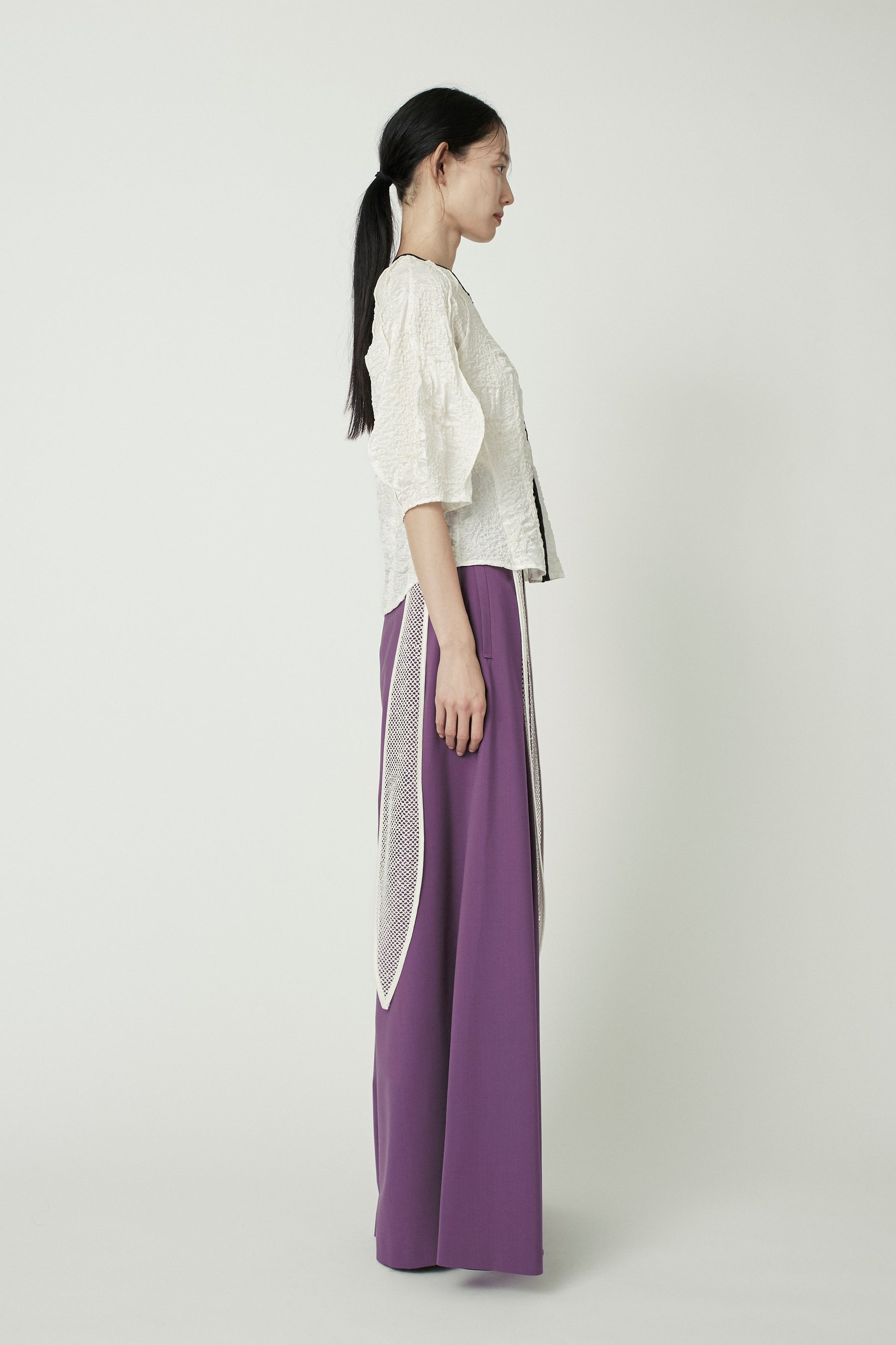 Contrast wide slacks (Purple)