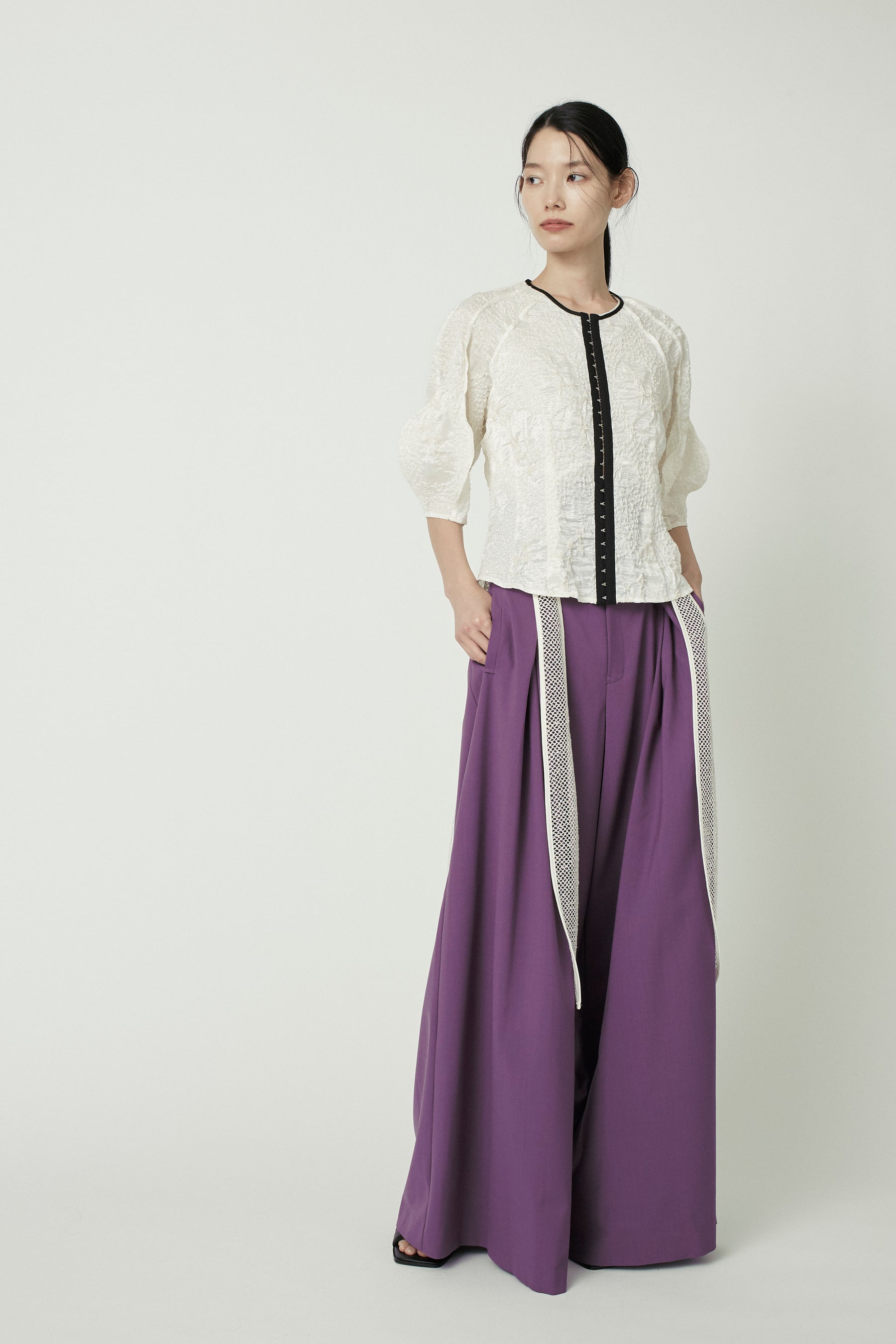 Contrast wide slacks (Purple)