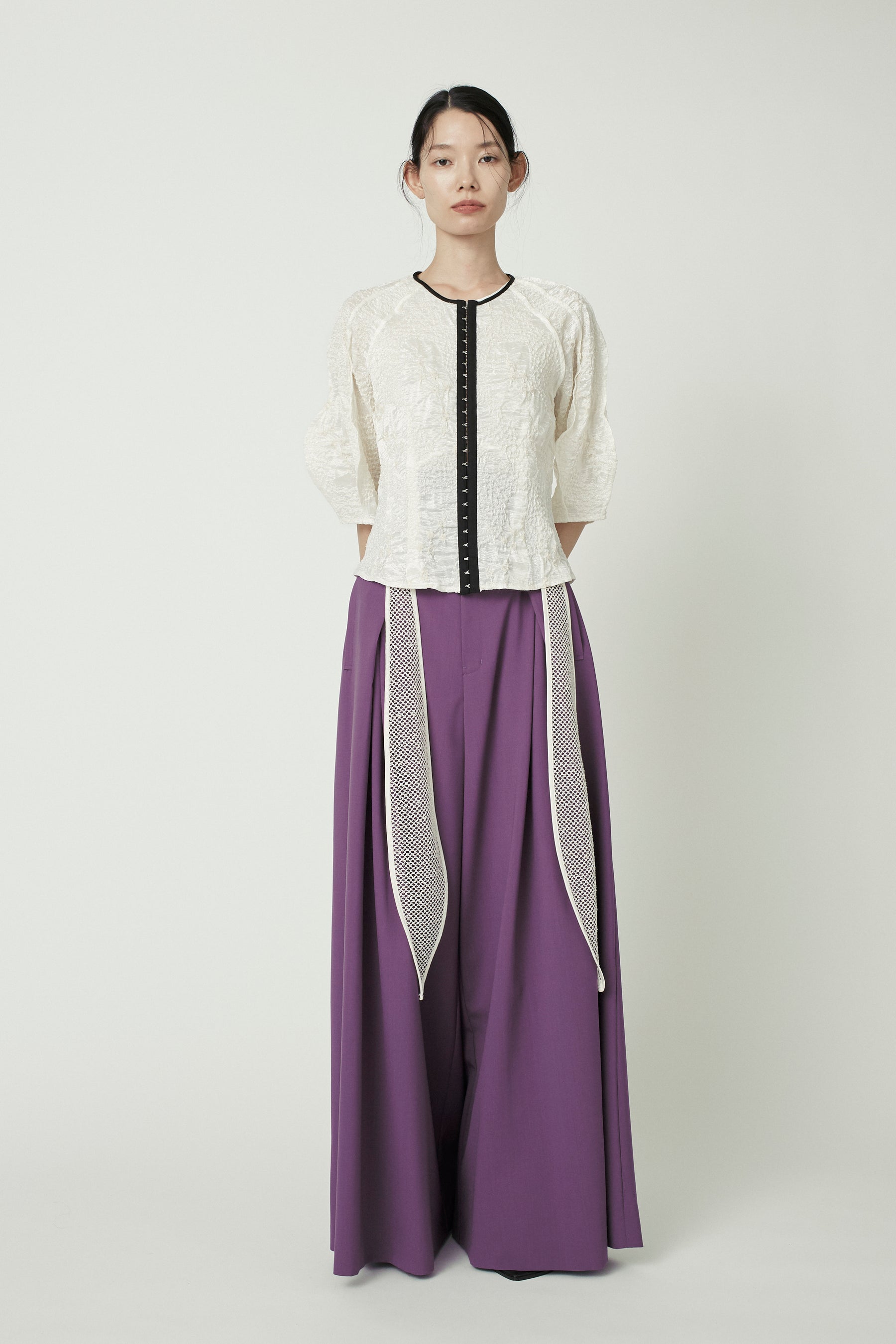 Contrast wide slacks (Purple)