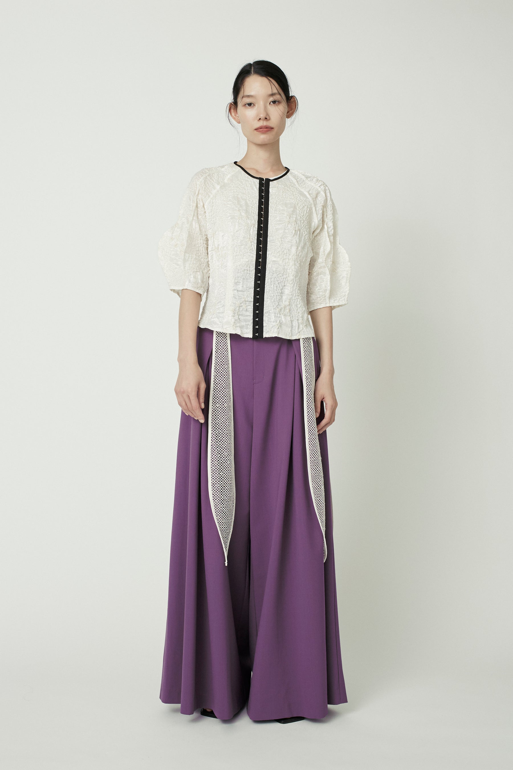 Contrast wide slacks (Purple)