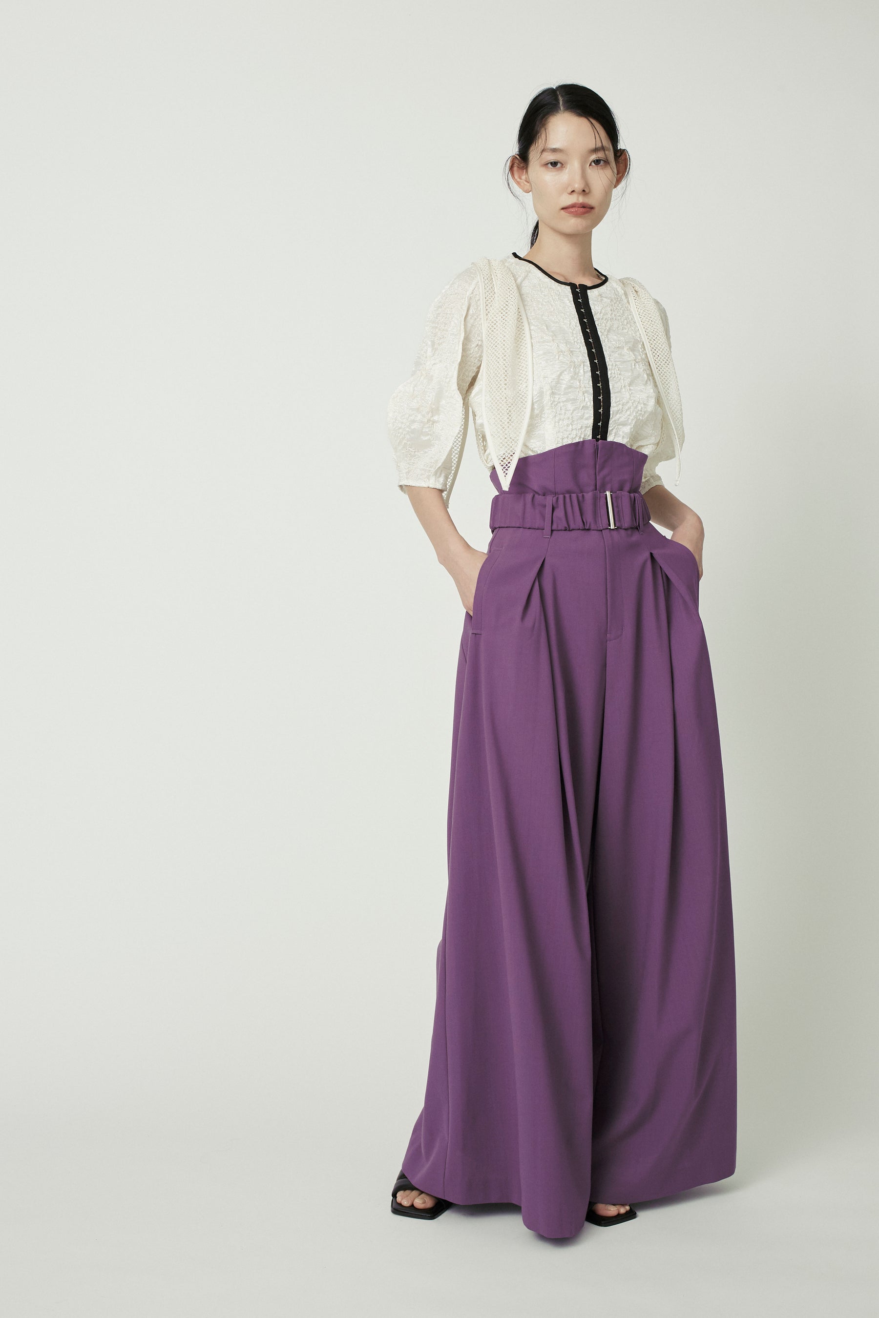 Contrast wide slacks (Purple)