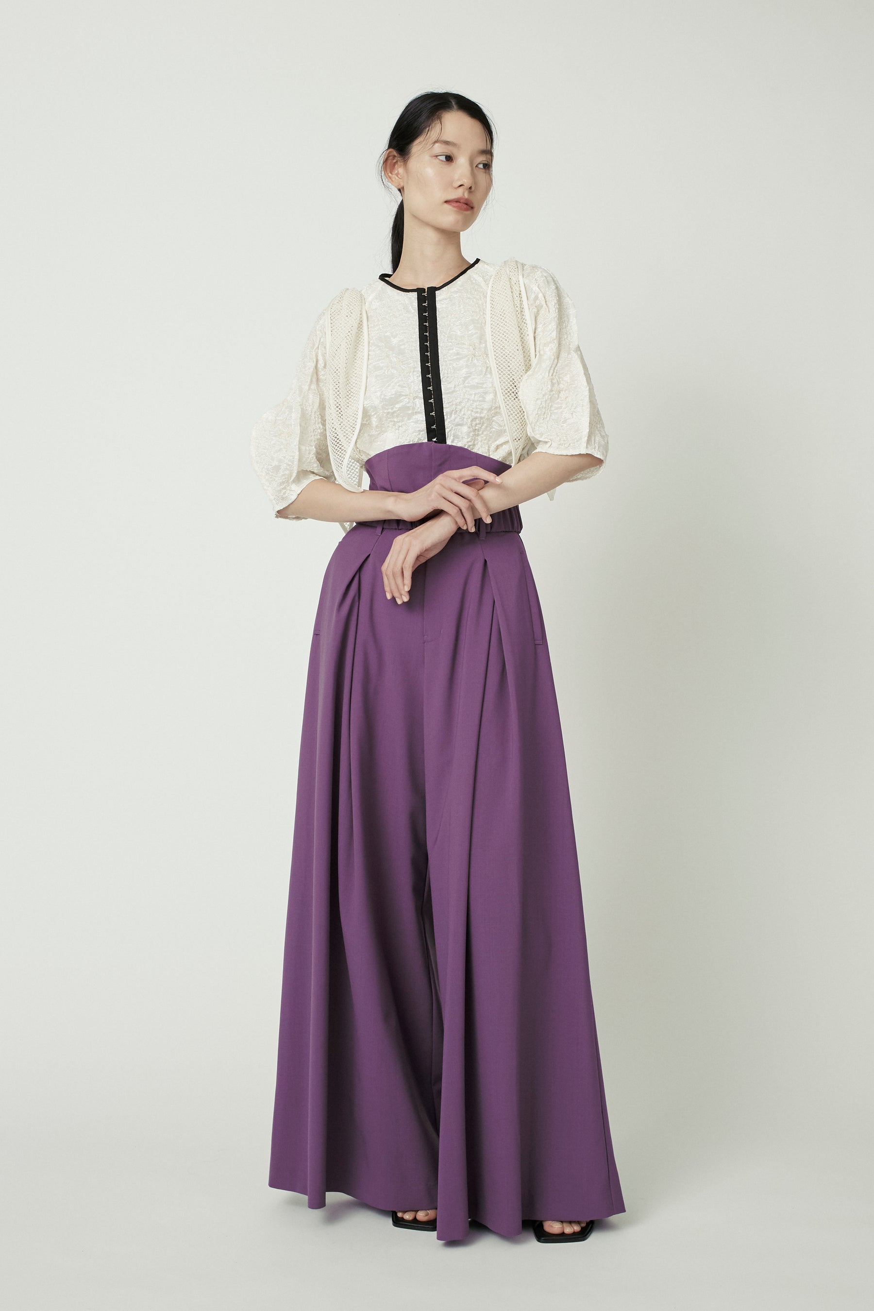 Contrast wide slacks (Purple)