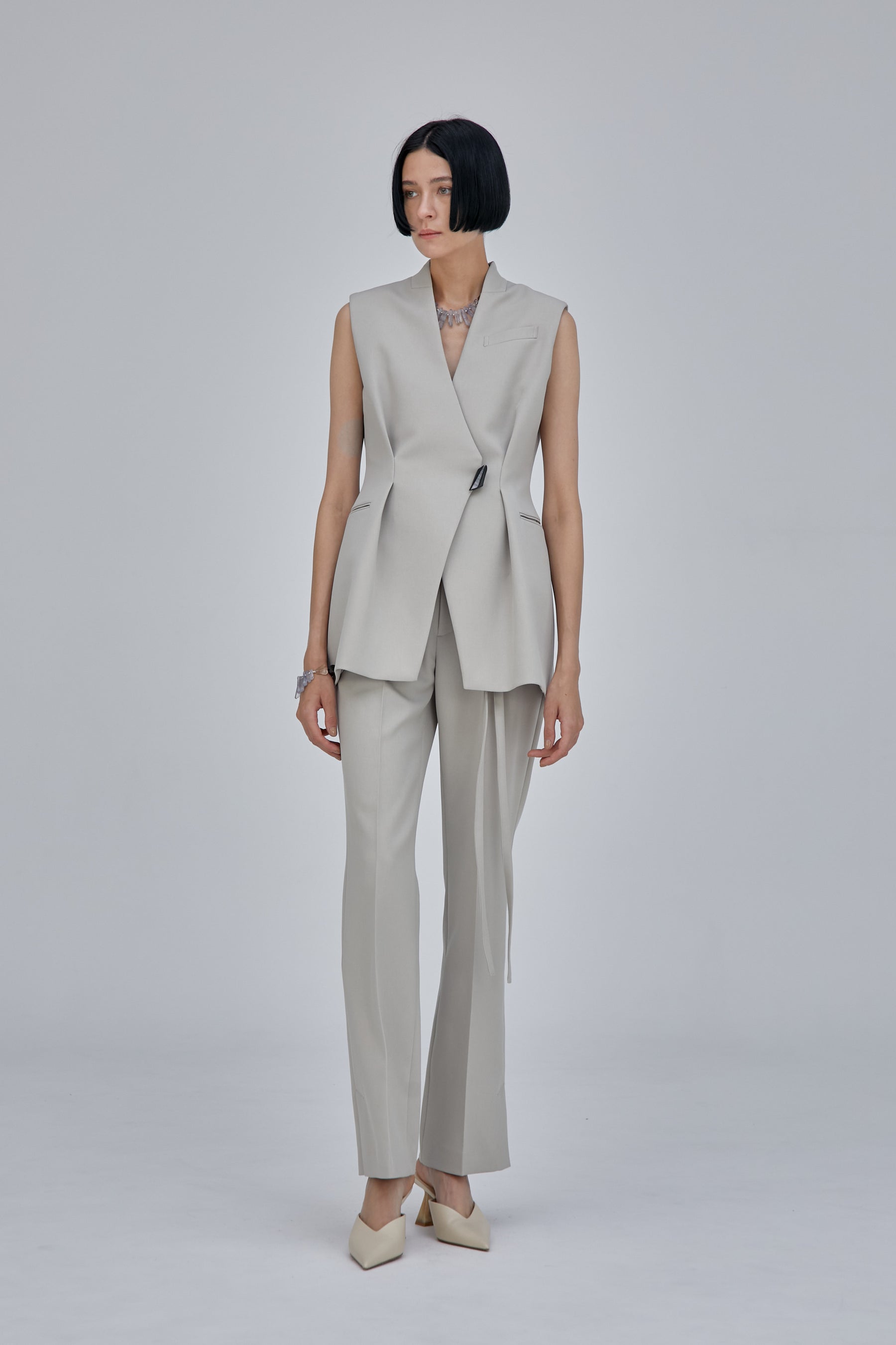 Flow string trousers (Light gray)