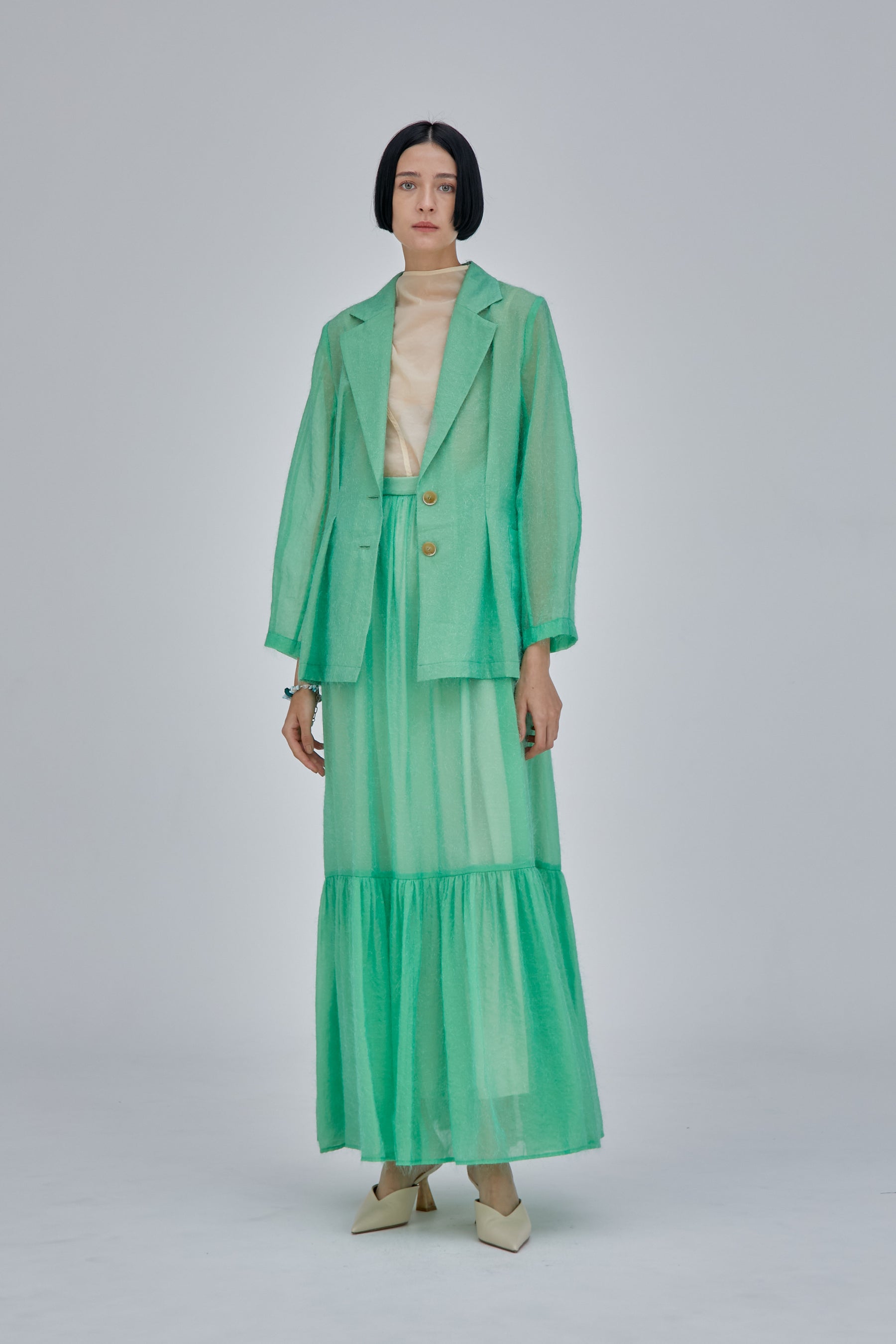 Fluffy jacquard skirt (Light green)