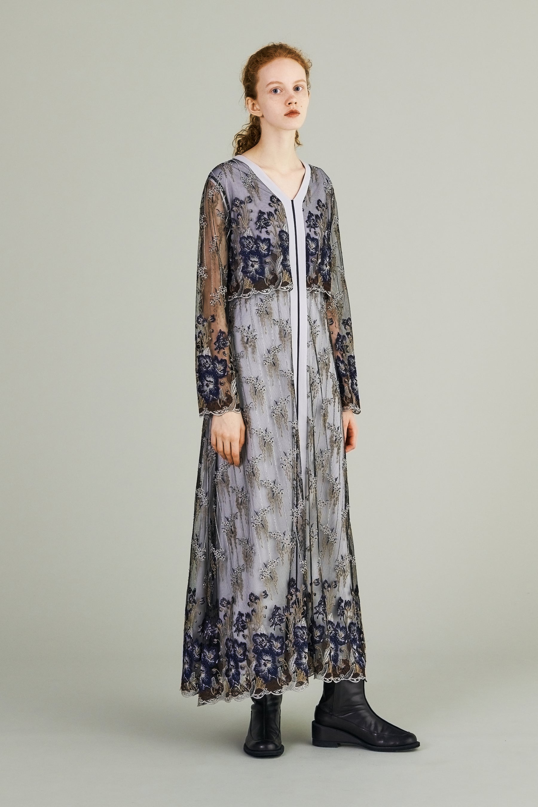 Everlasting embroidery lace dress (Navy)