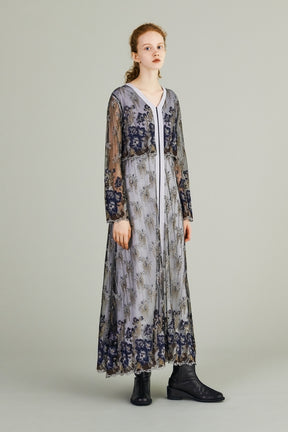 Everlasting embroidery lace dress (Navy)
