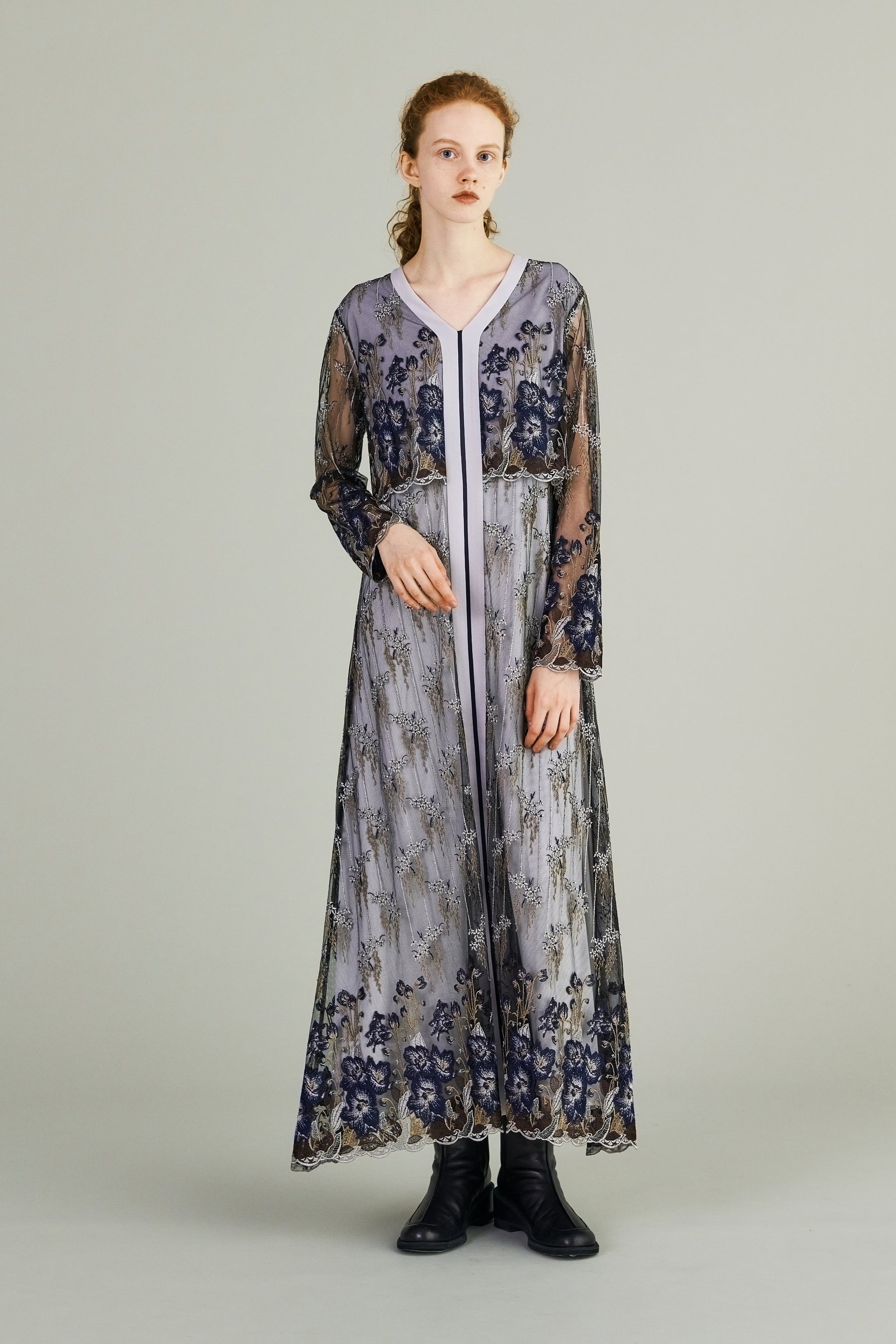 Everlasting embroidery lace dress (Navy)