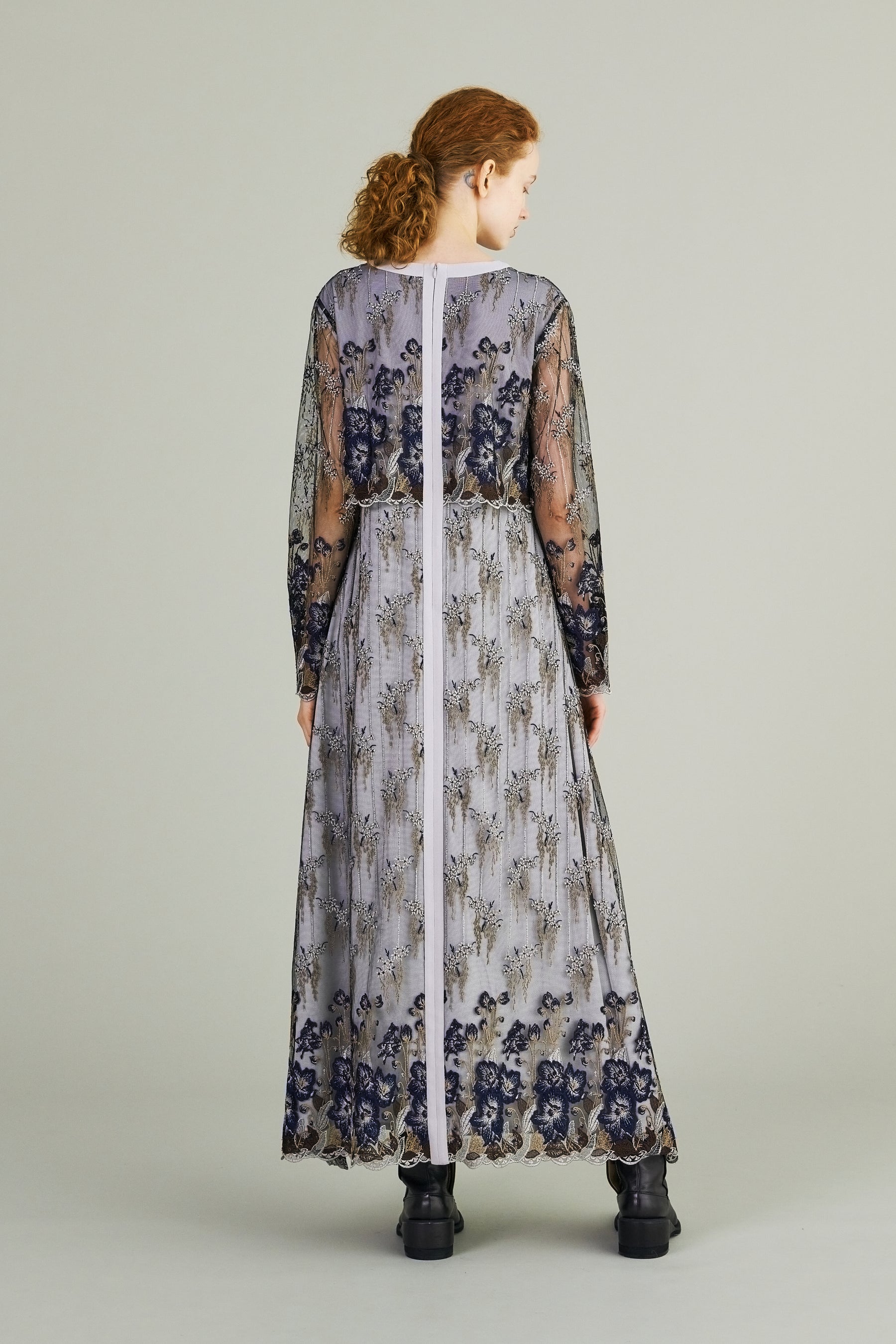 Everlasting embroidery lace dress (Navy)