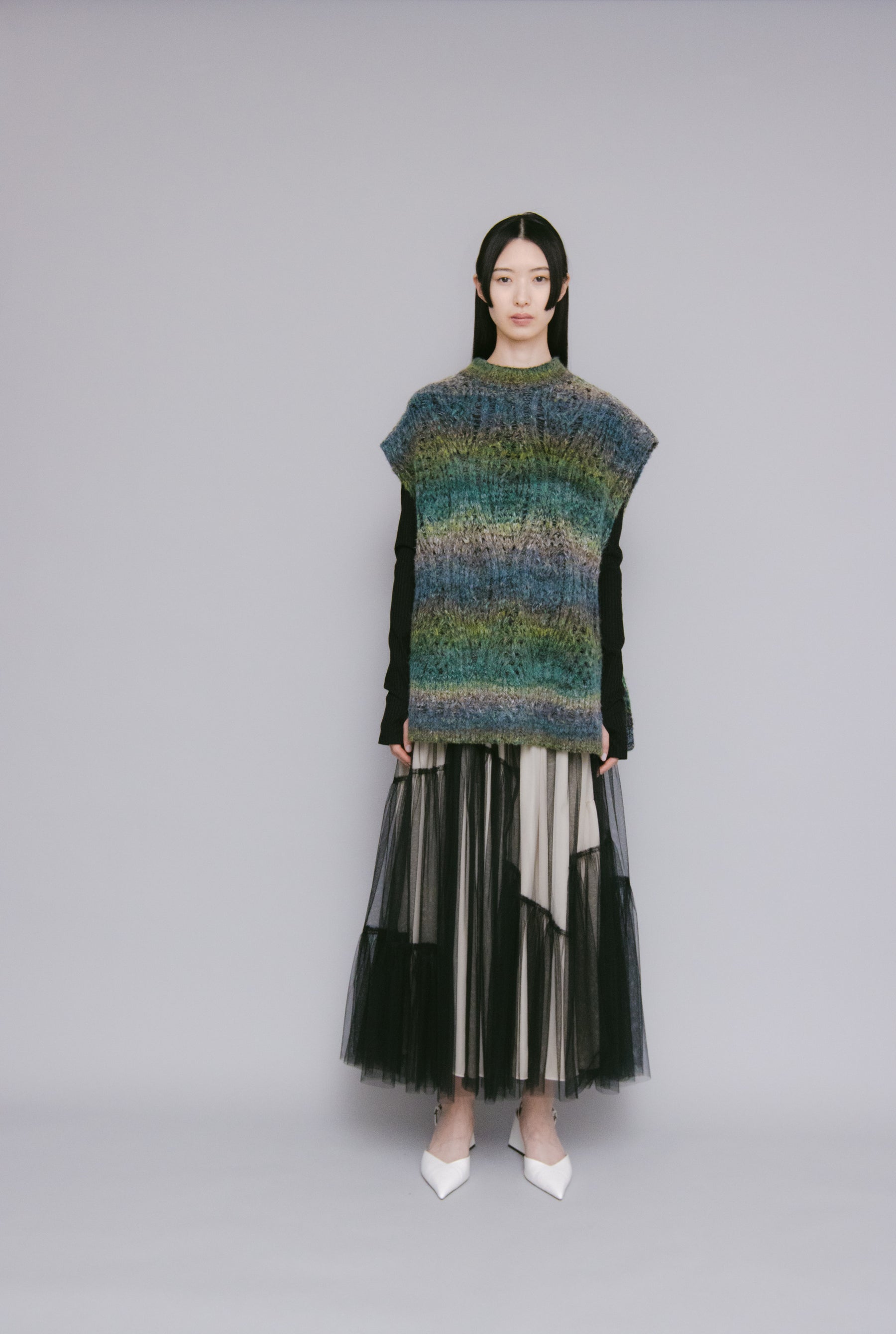 Hazy knit vest (Green)