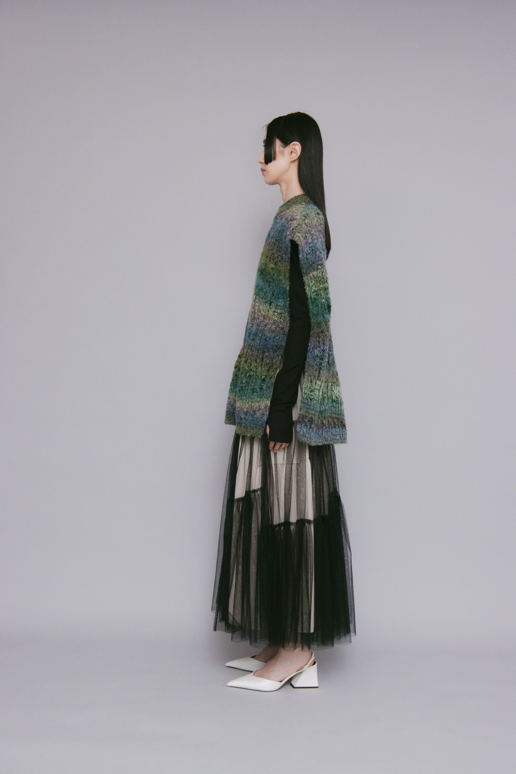 Hazy knit vest (Green)