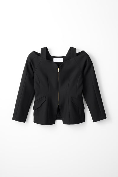 Melt off shoulder jacket (Black)