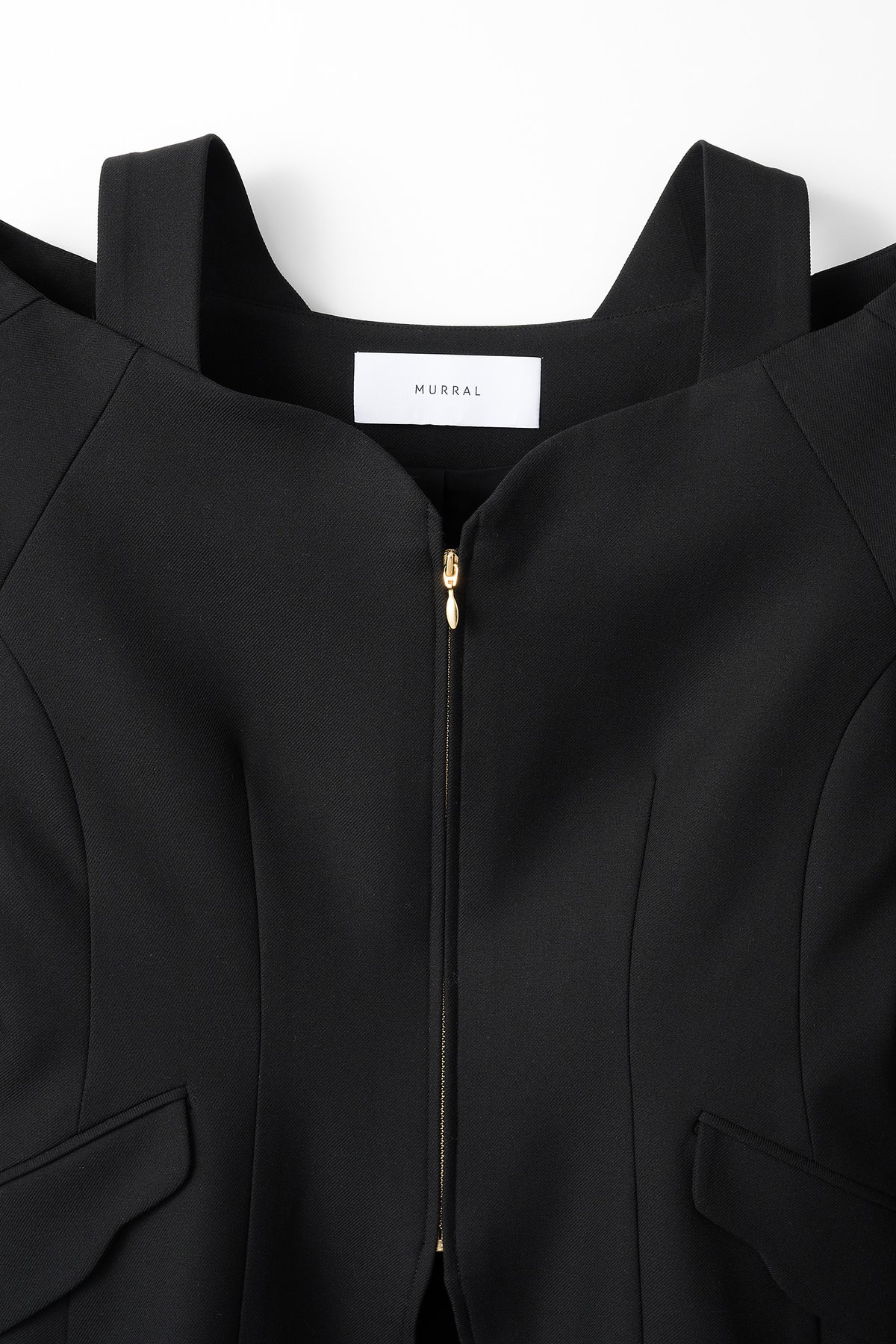 Melt off shoulder jacket (Black)