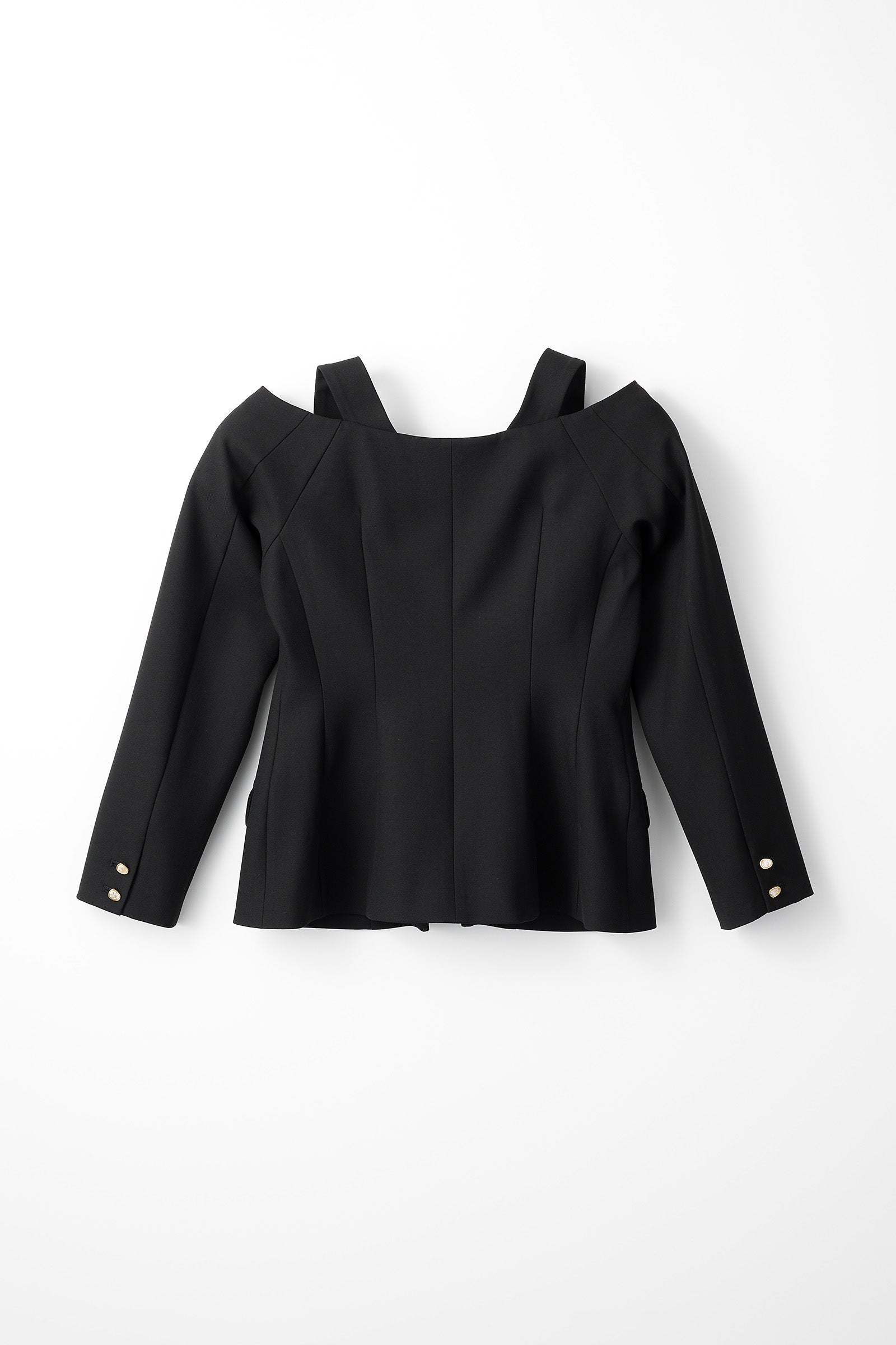 Melt off shoulder jacket (Black)