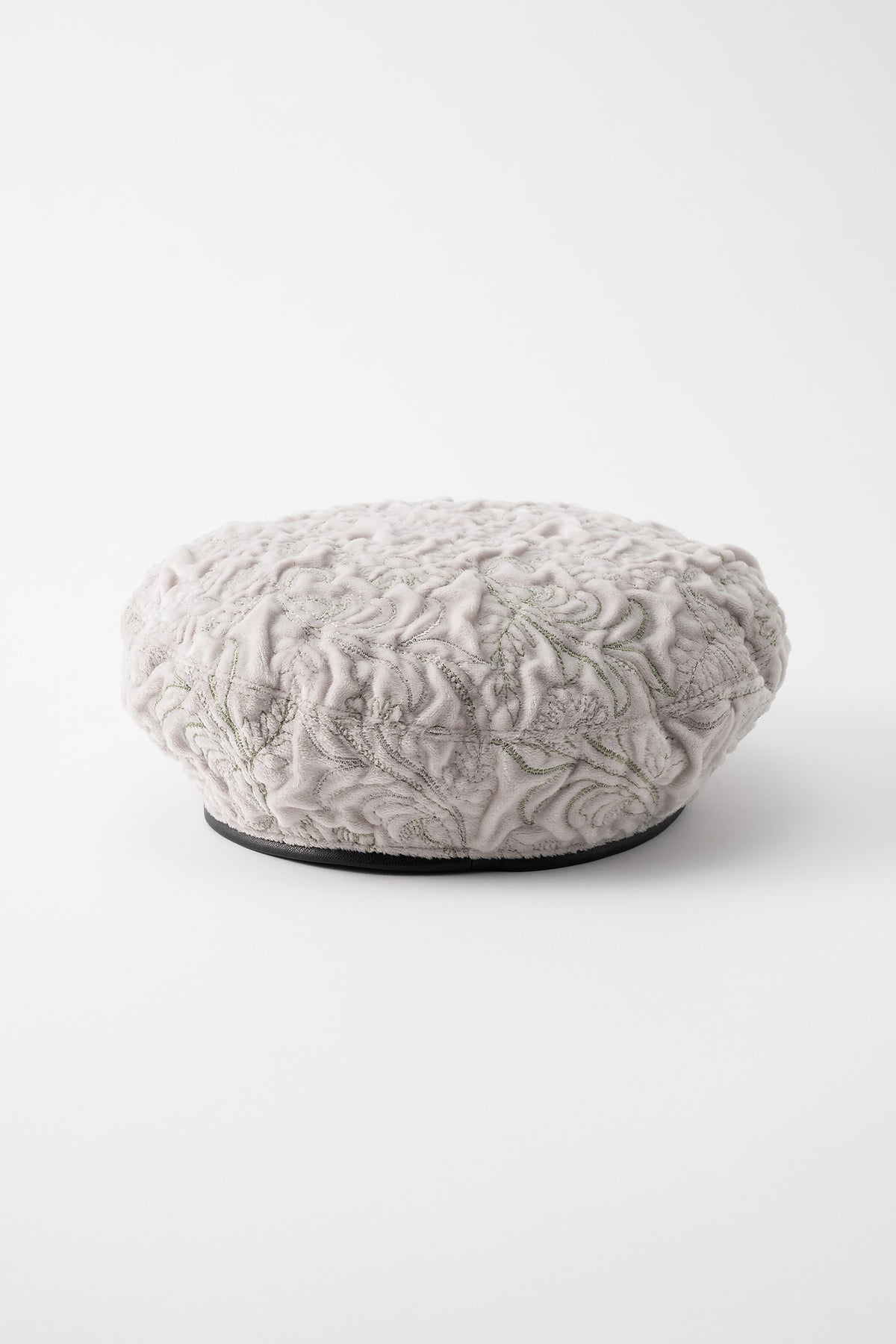 Ice flower embroidery beret (Ivory)