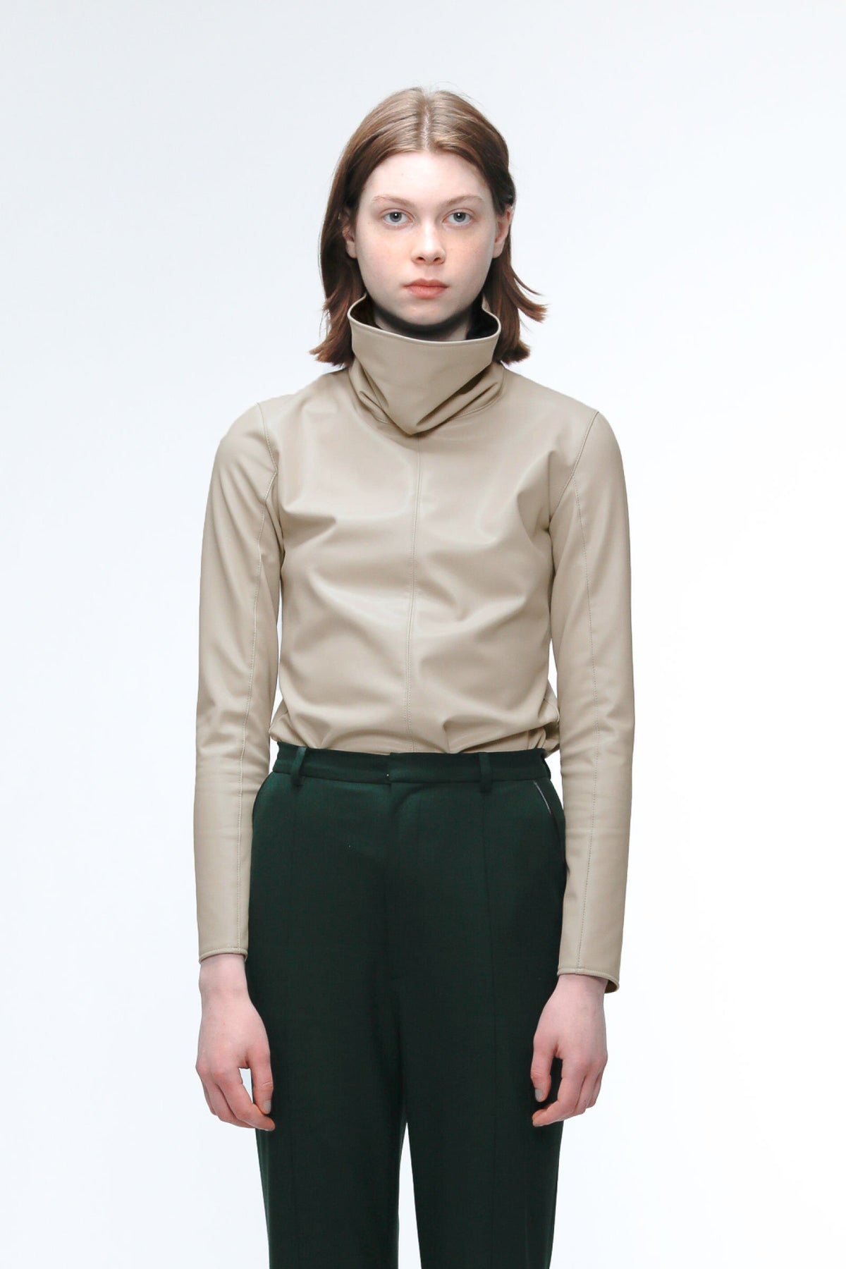 Stretch leather top (Ivory)