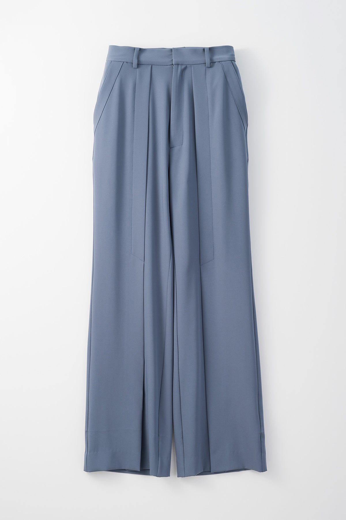 Tucked flare trousers (Blue)
