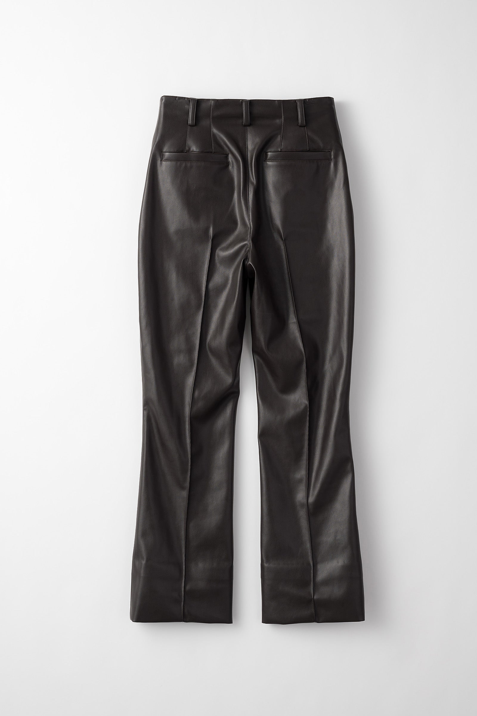 Vegan leather flared trousers (Brown)