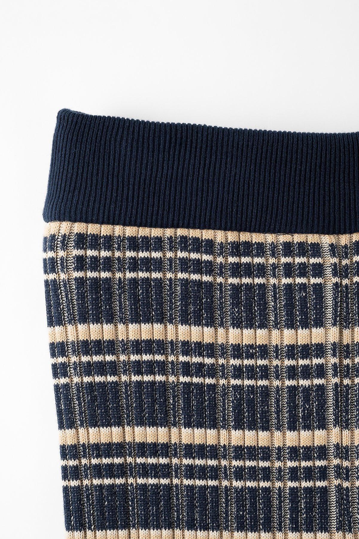 Monk's belt rib knit trousers (Navy)