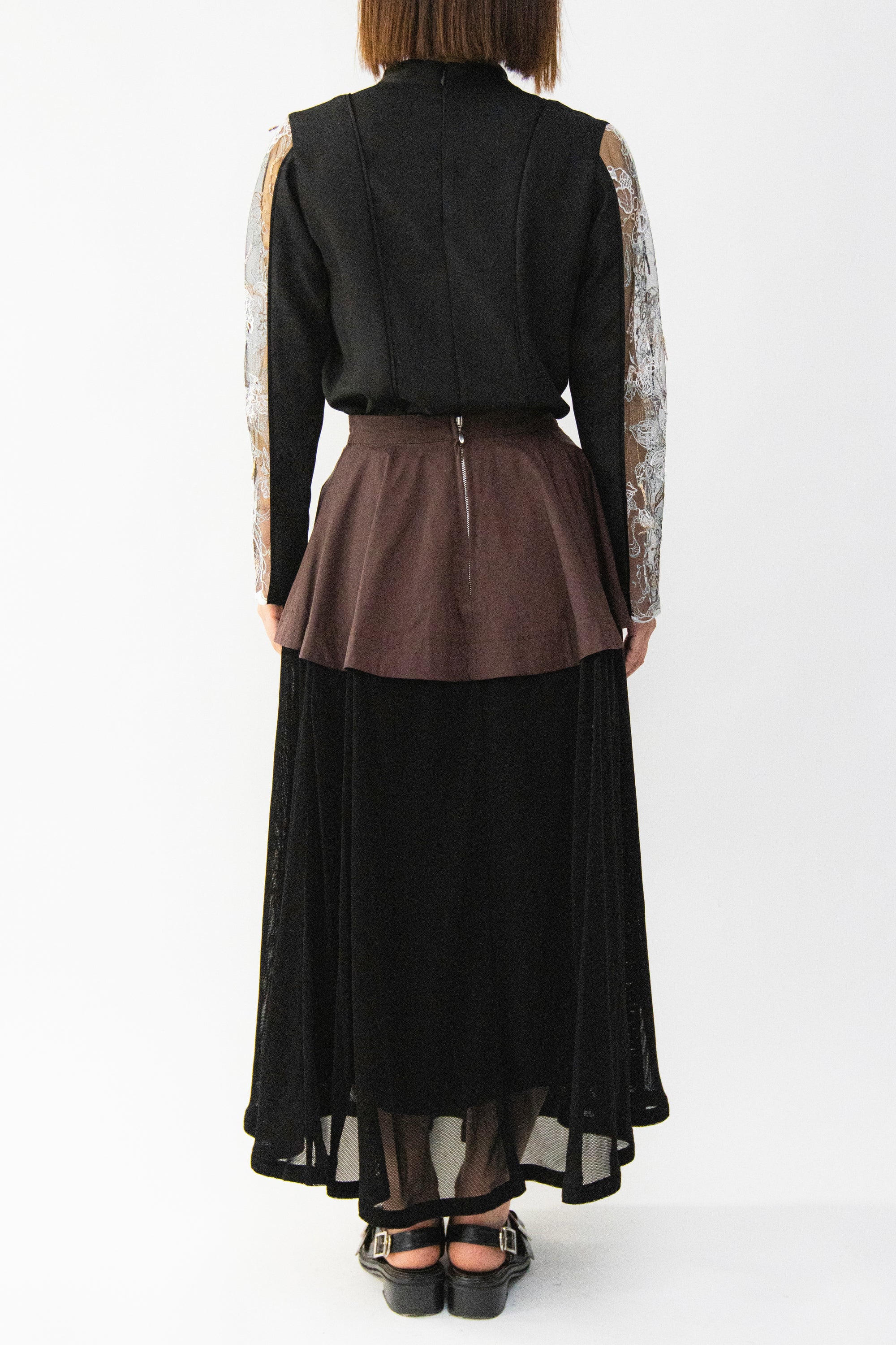 MURRAL Military layered flare skirt (Light gray)