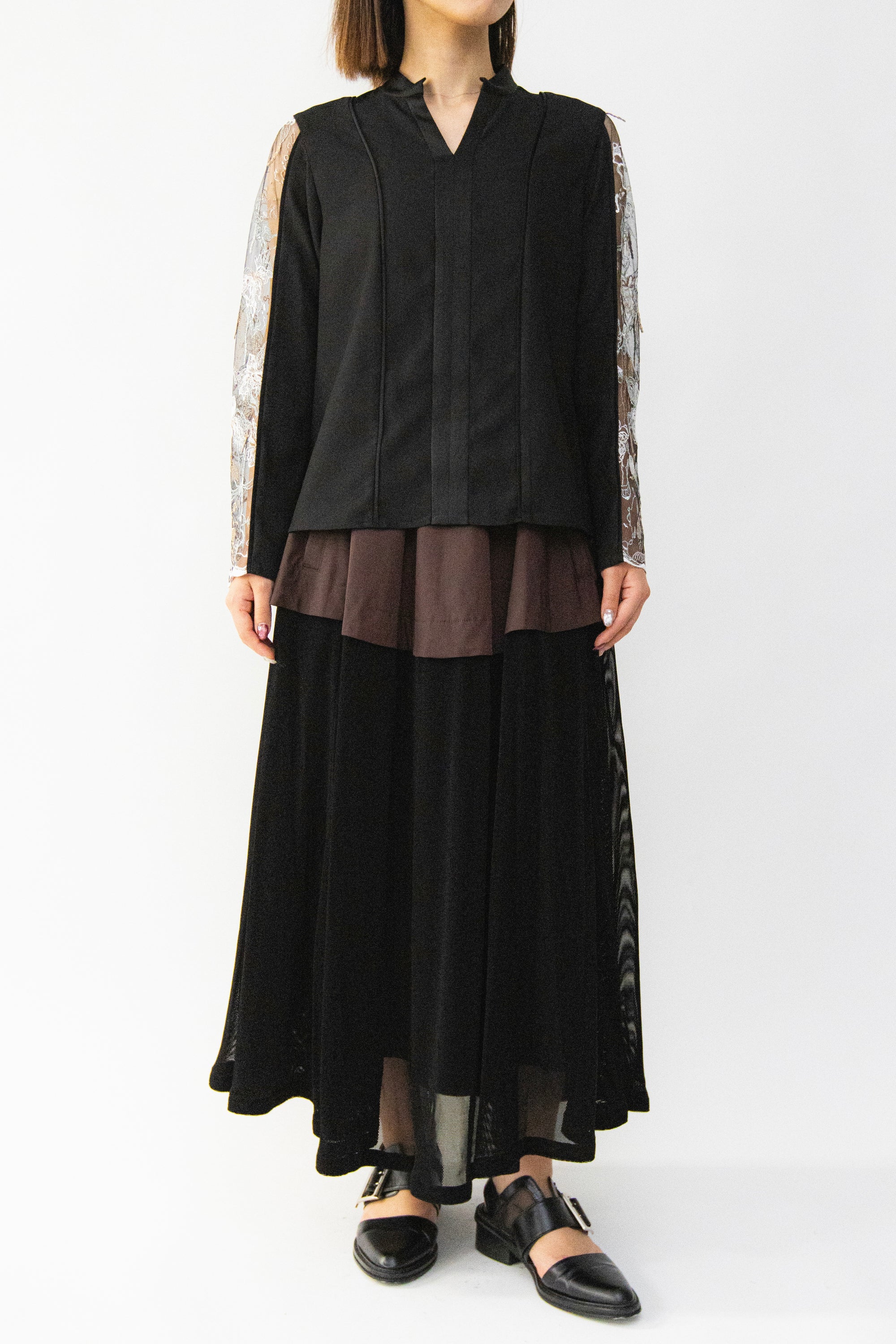 MURRAL Tears flower lace tops (Light gray)