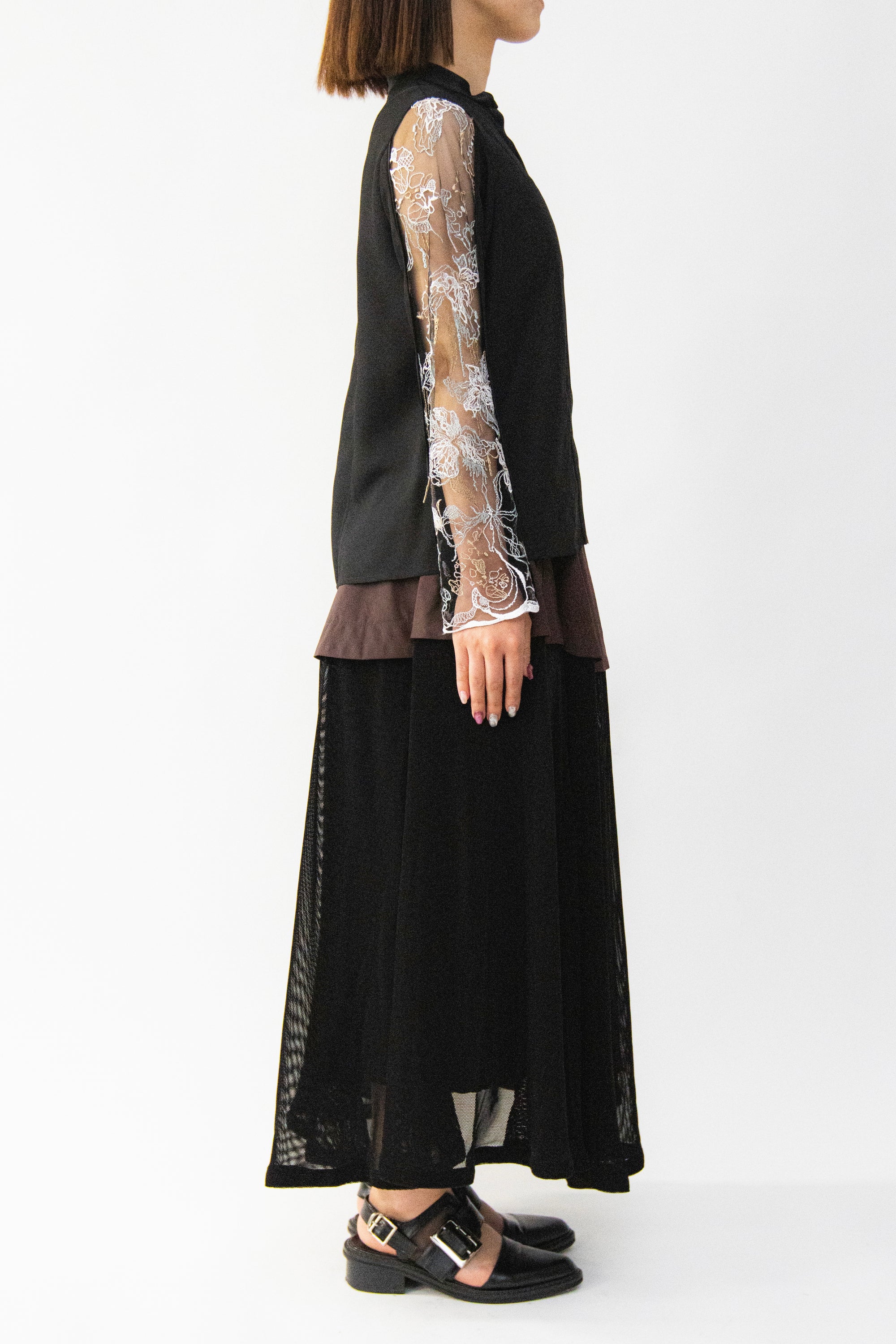 MURRAL Tears flower lace tops (Light gray)