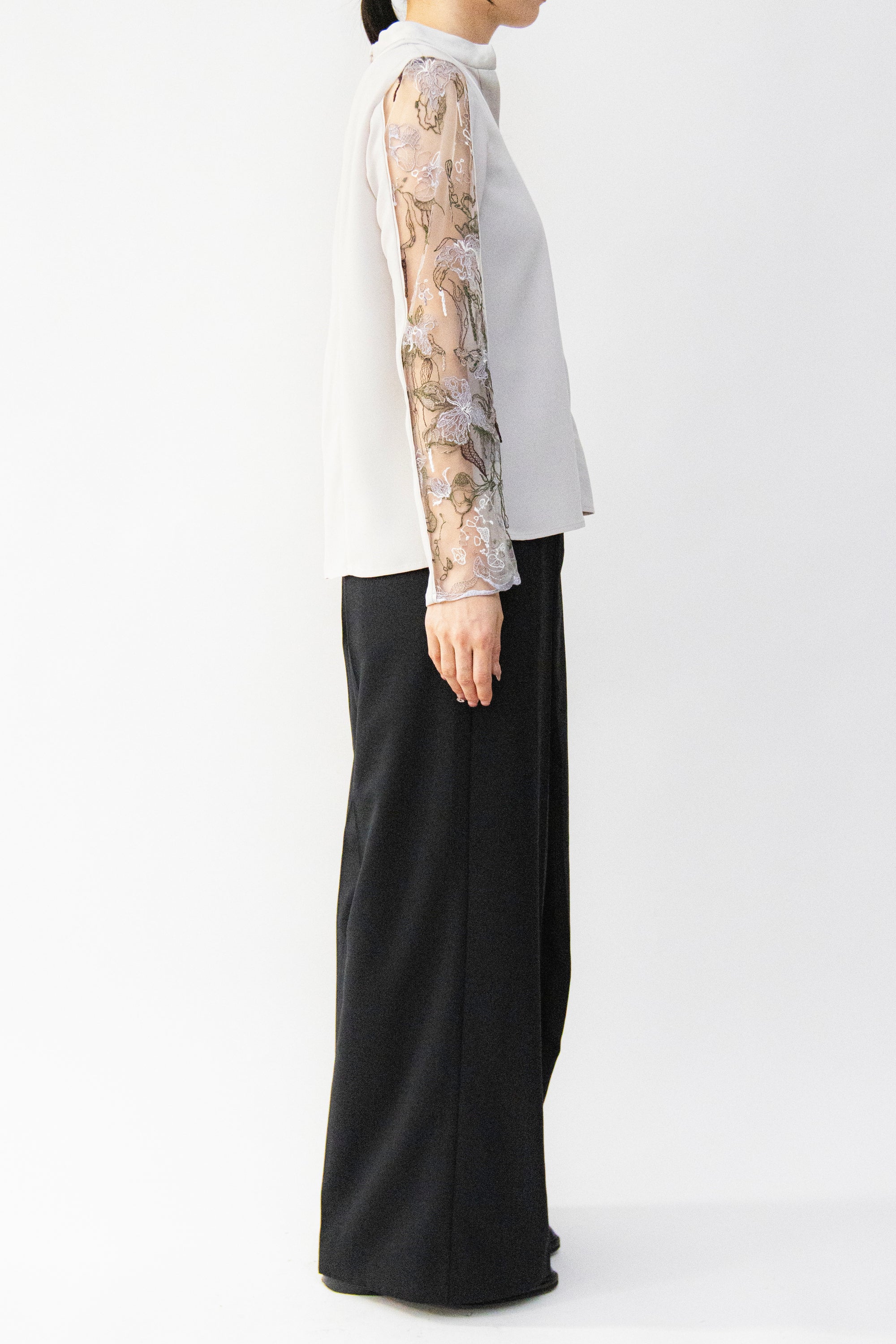 MURRAL Tears flower lace tops (Light gray)