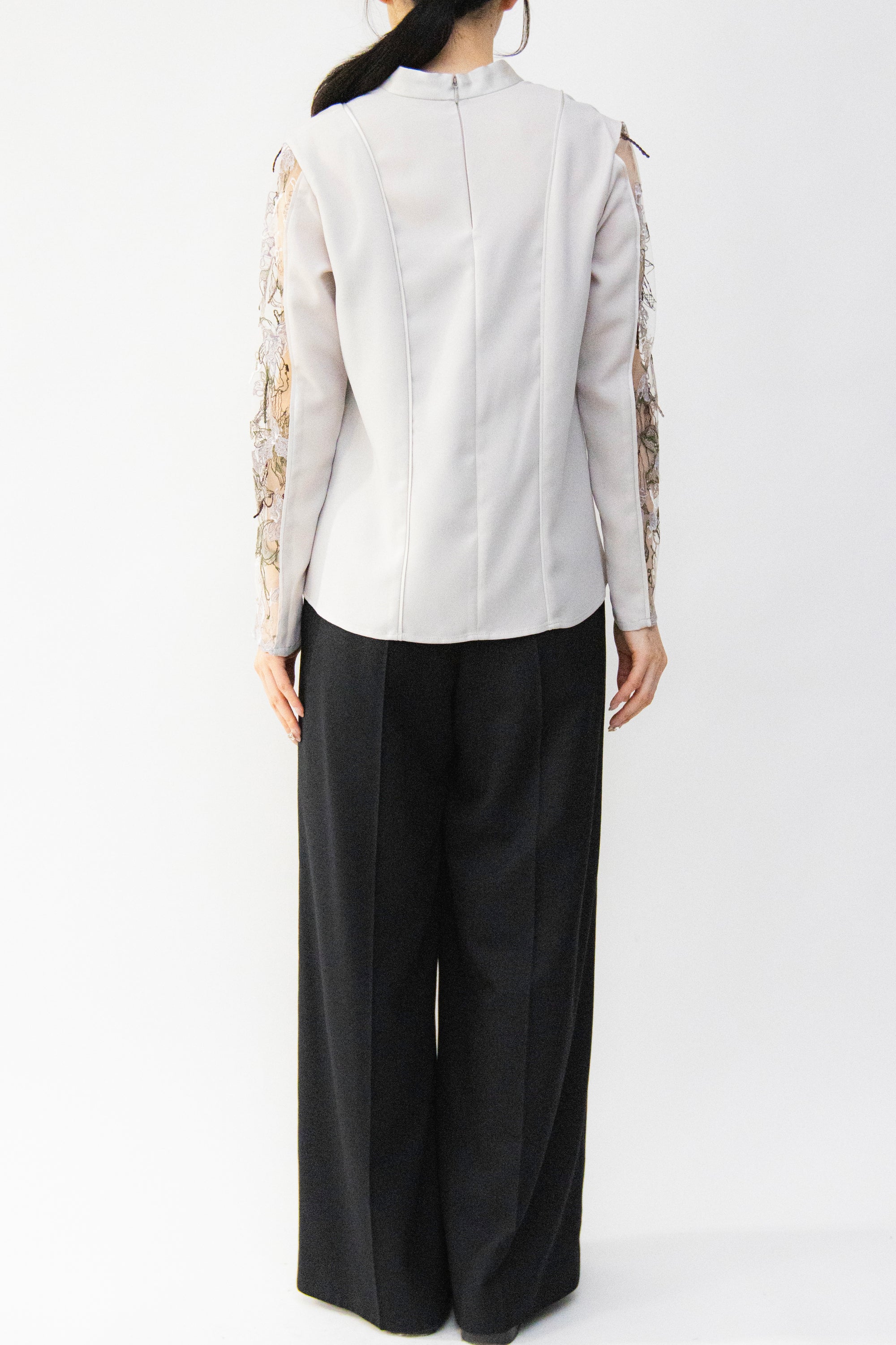 MURRAL Tears flower lace tops (Light gray)