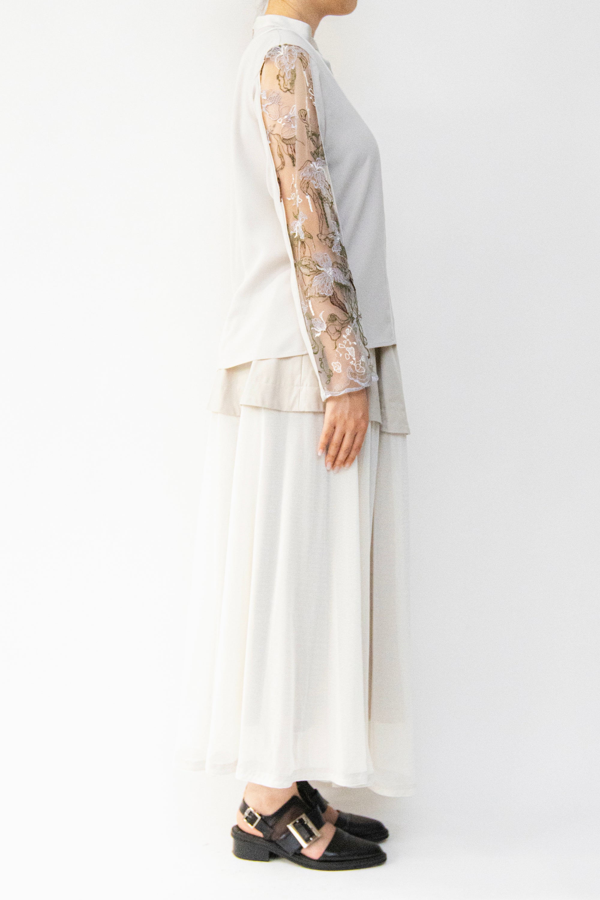 MURRAL Tears flower lace tops (Light gray)