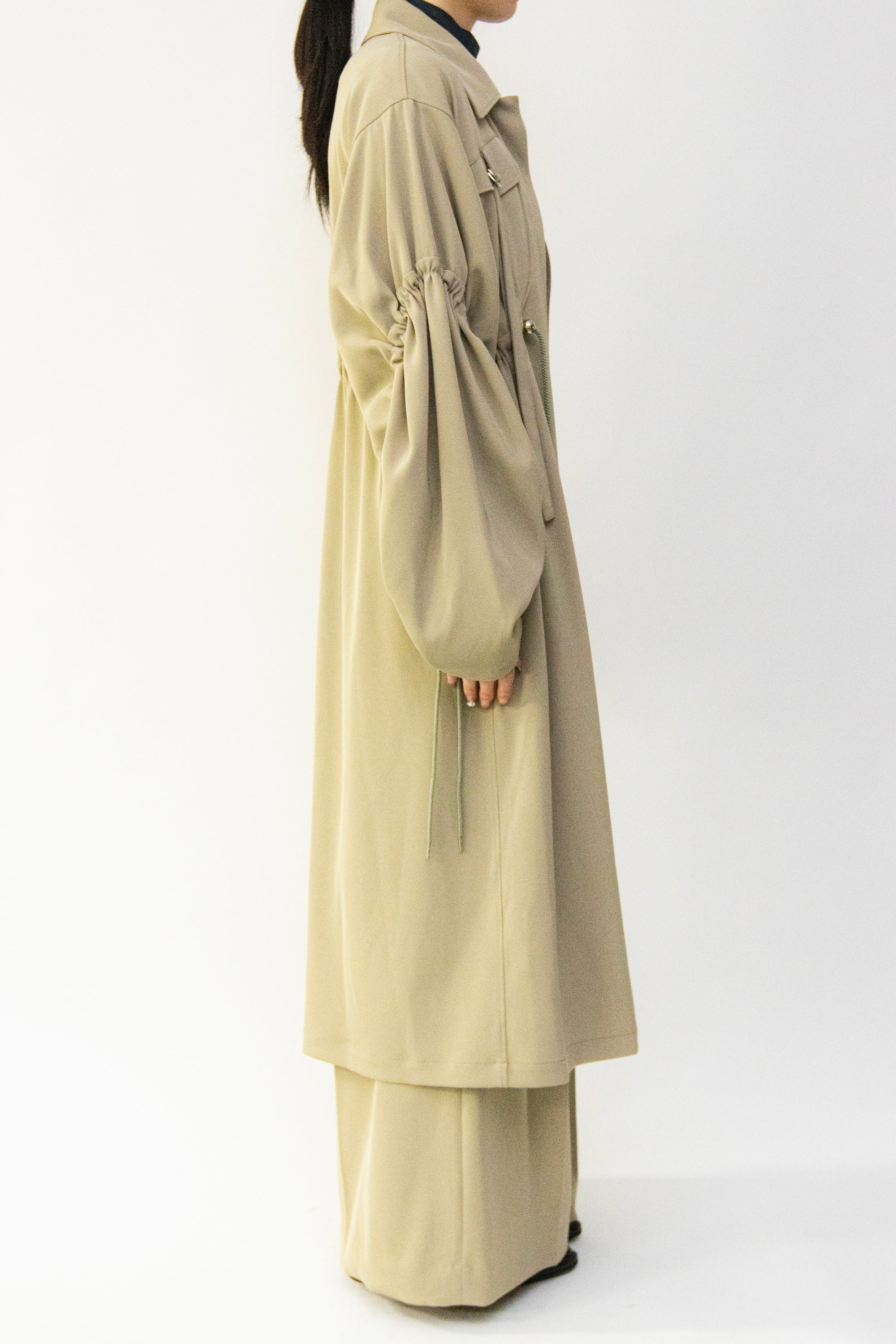 MURRAL Gathered sleeve military coat (Smoked khaki)