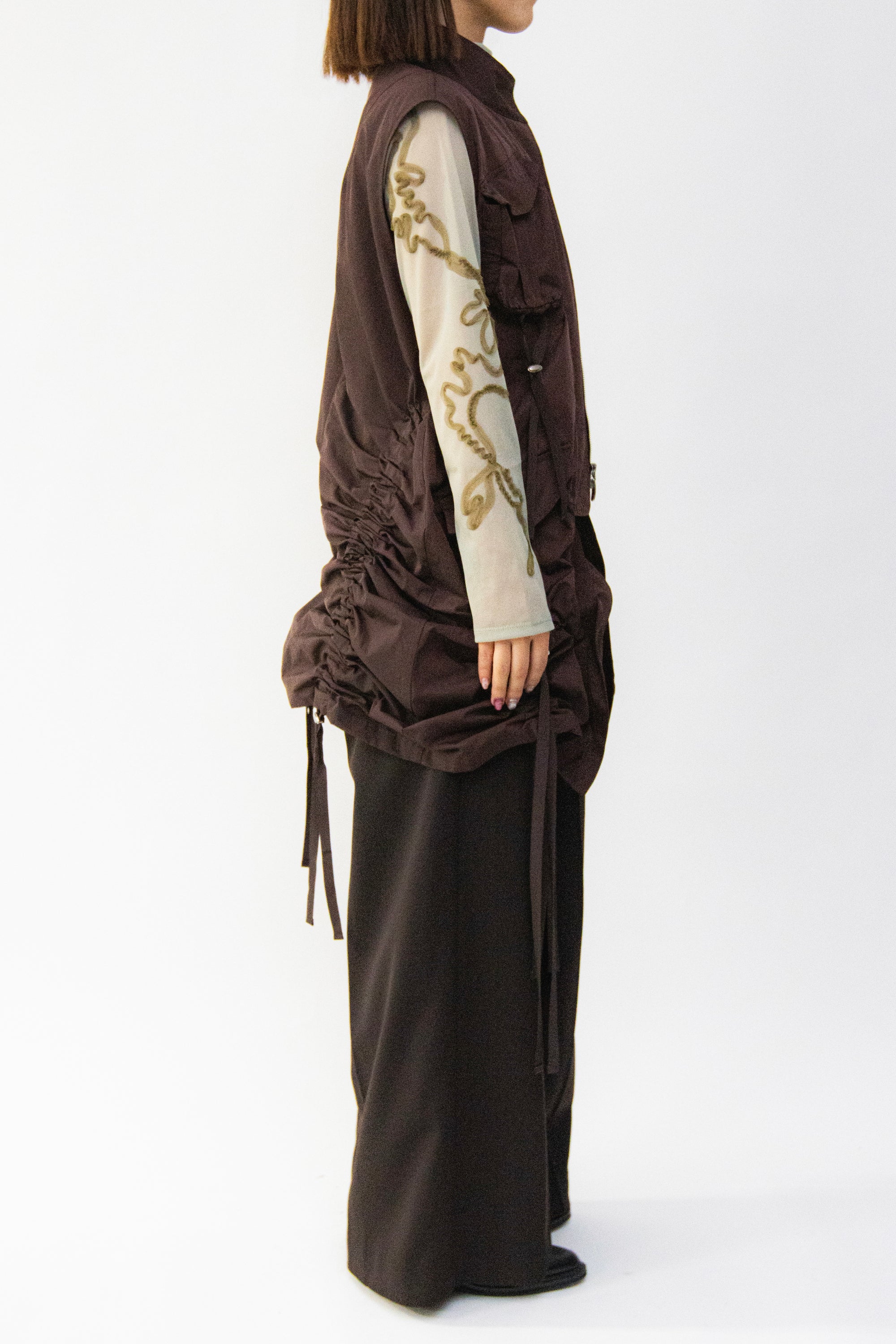 MURRAL Sleeveless gathered military jacket (Light gray)