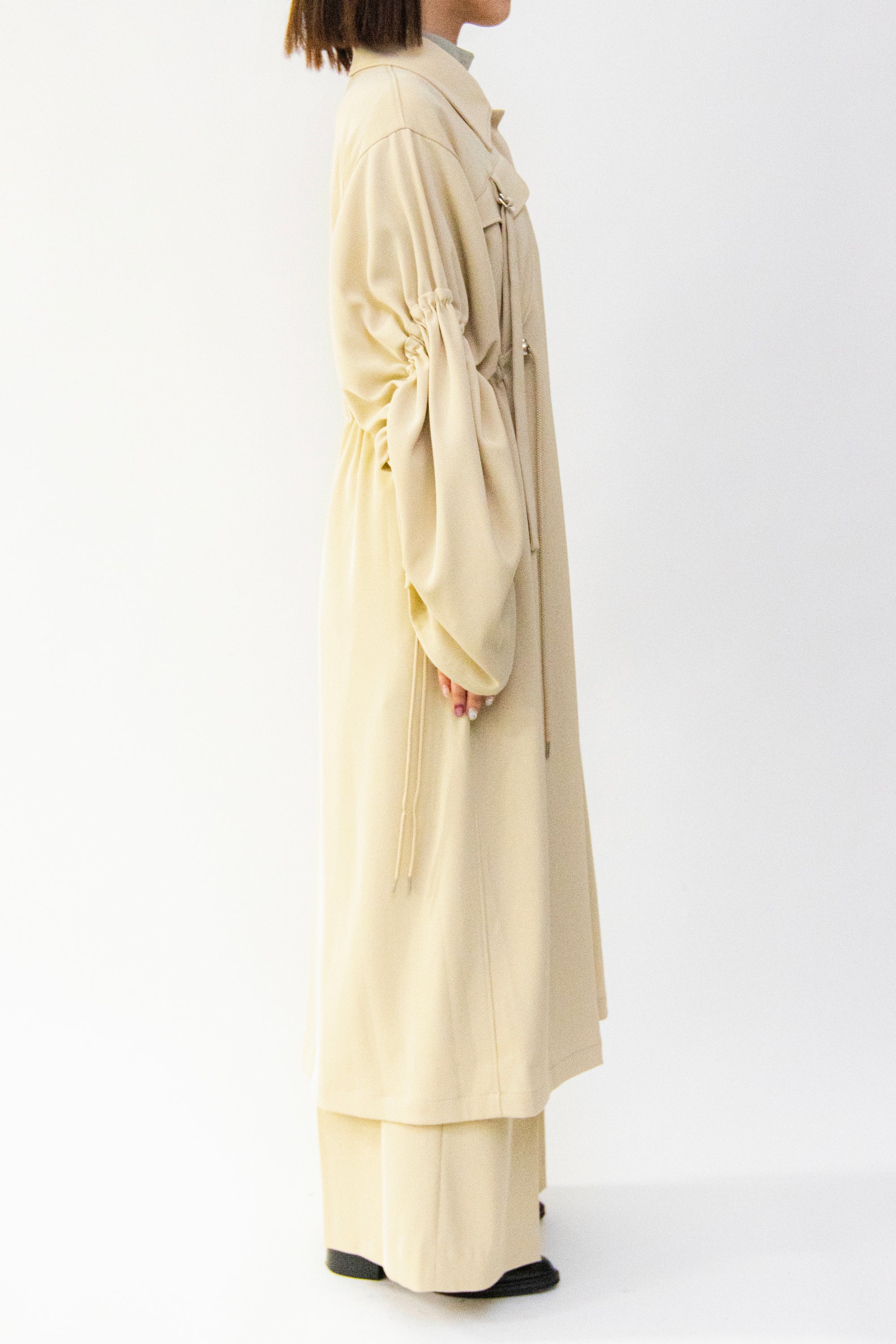 MURRAL Gathered sleeve military coat (Smoked khaki)