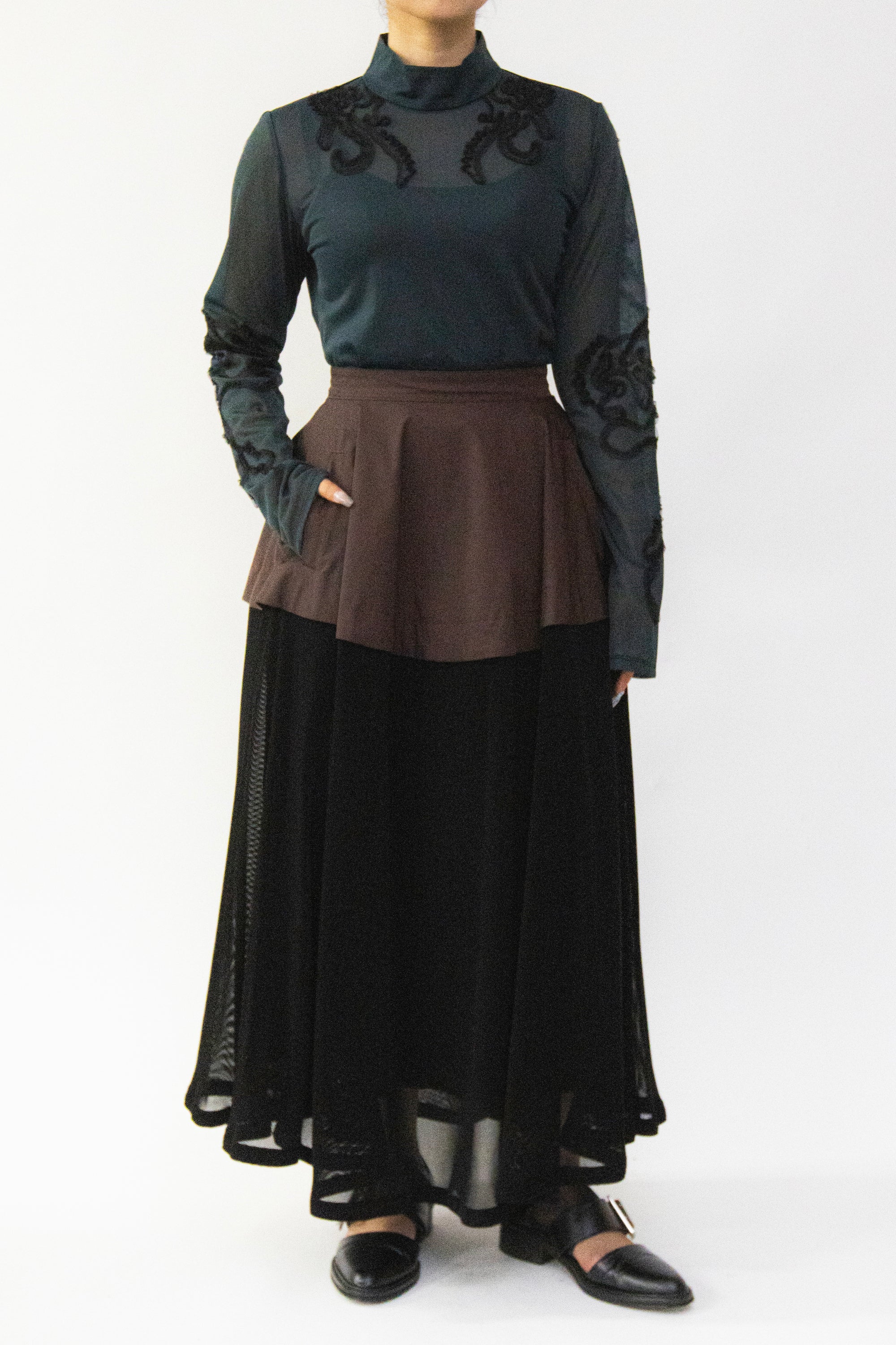 MURRAL Military layered flare skirt (Black)