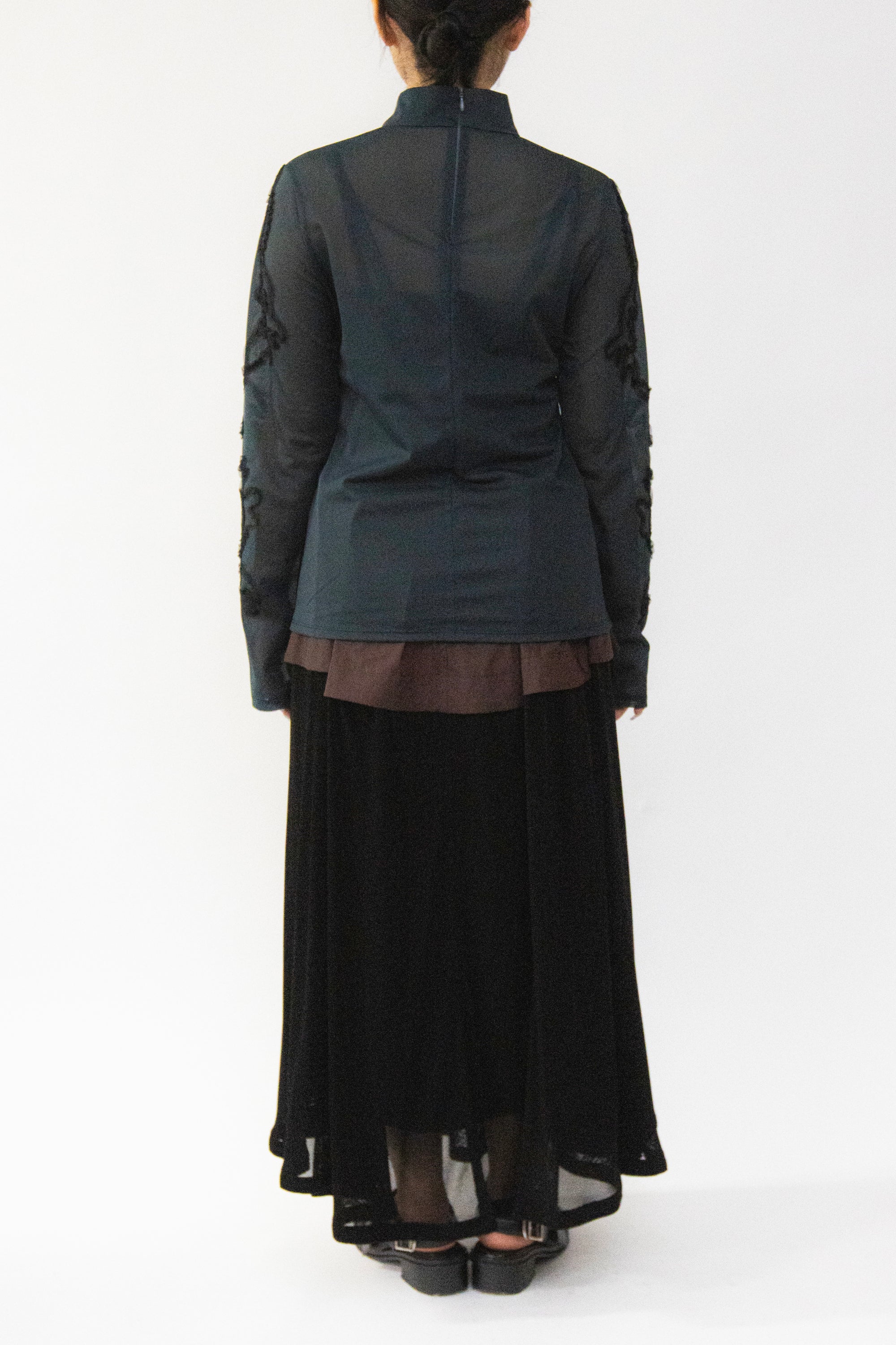 MURRAL Moon road  embroidered sheer top (Deep green)
