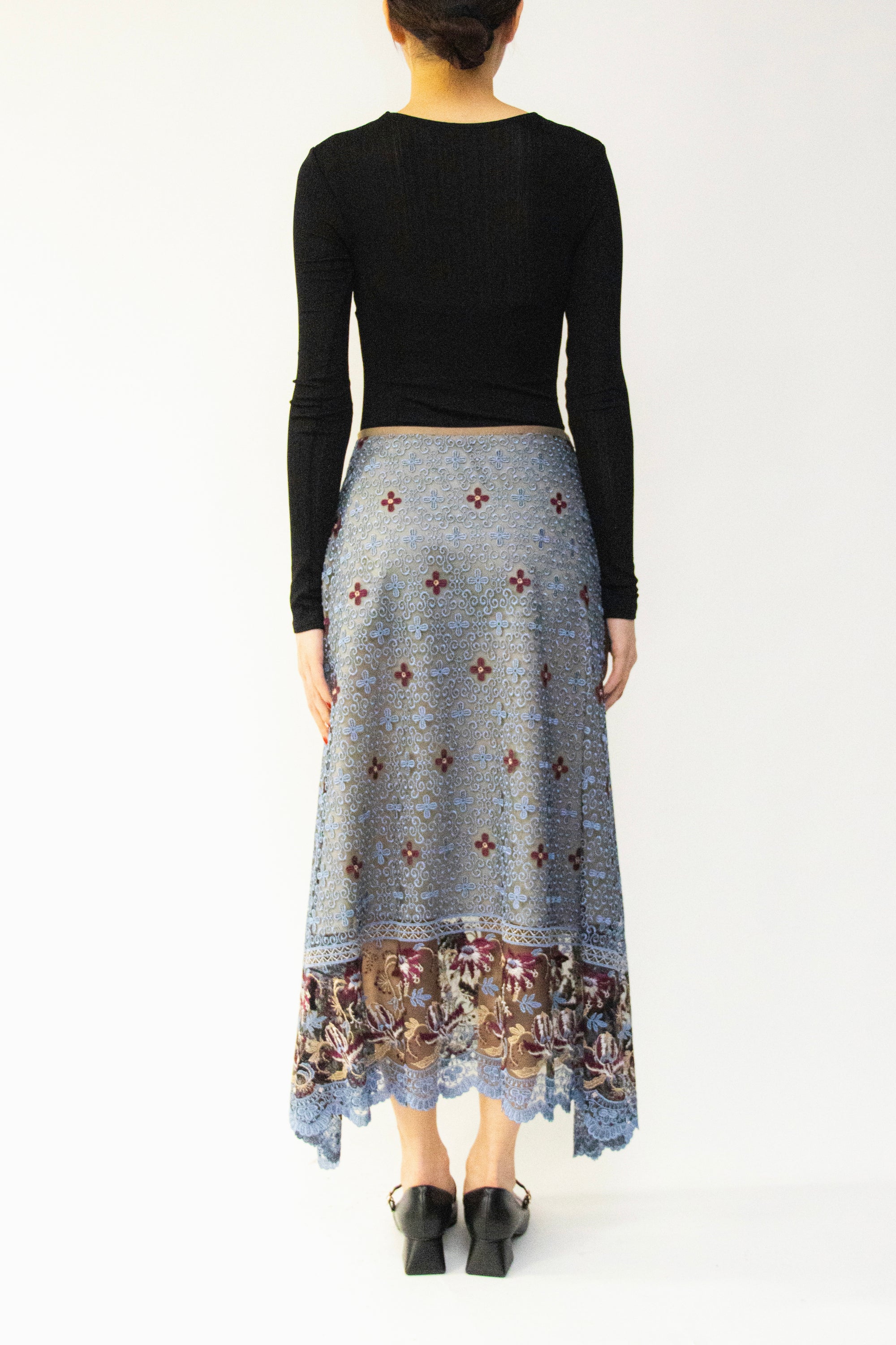 MURRAL Everlasting embroidery lace skirt (Blue)