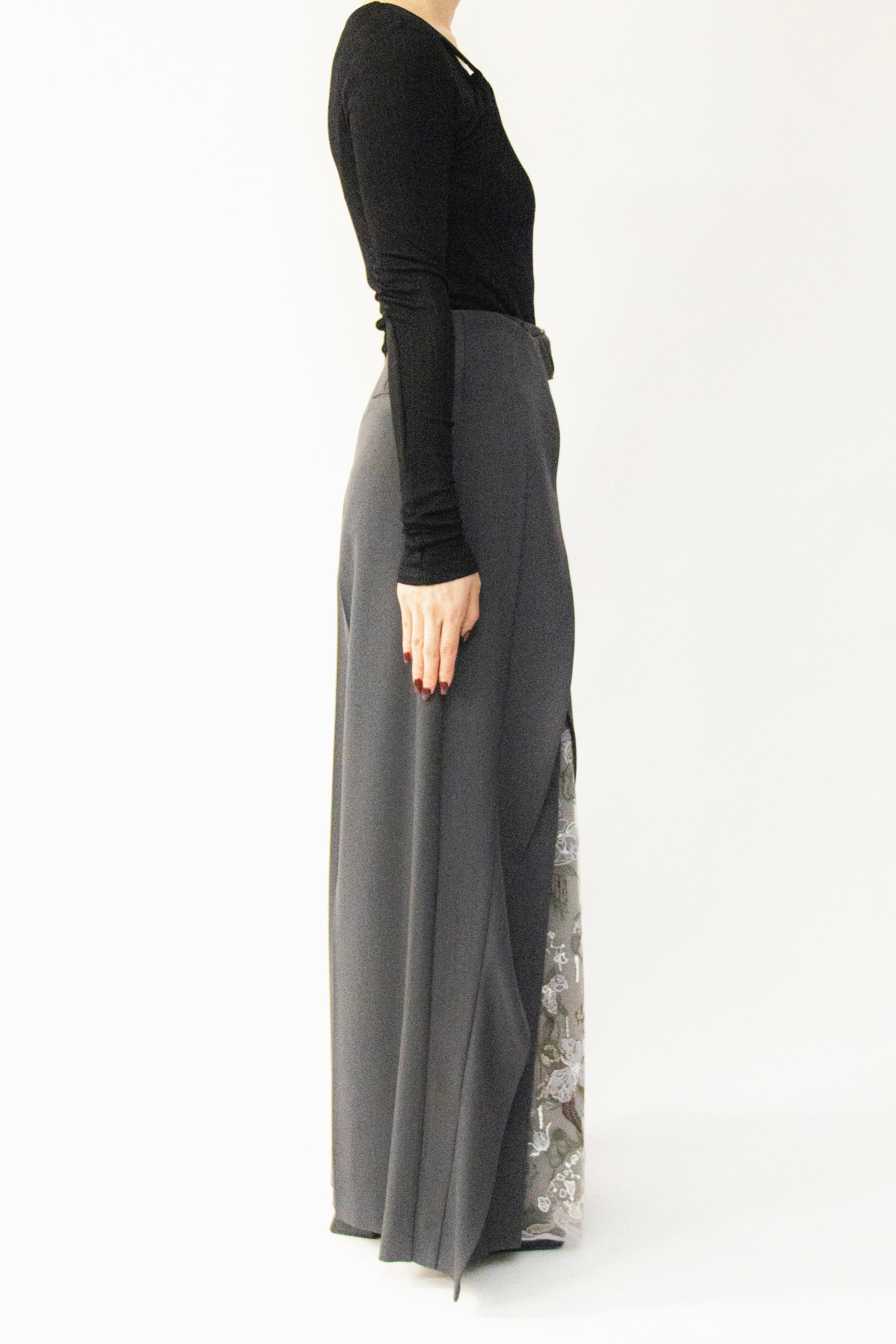 MURRAL Tears flower lace slacks (Gray)