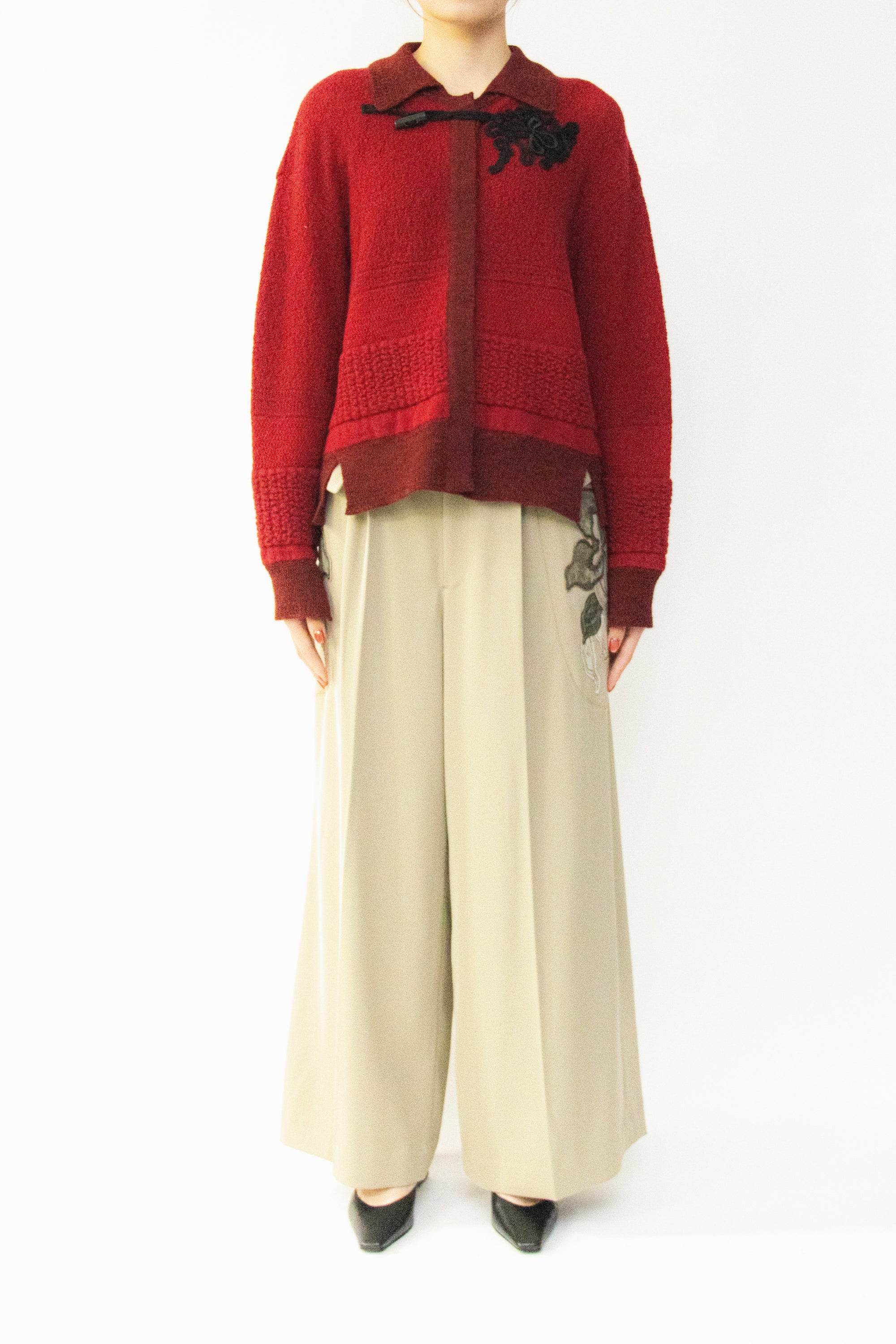 MURRAL Trillium embroidered knit shirt cardigan (Ivory)